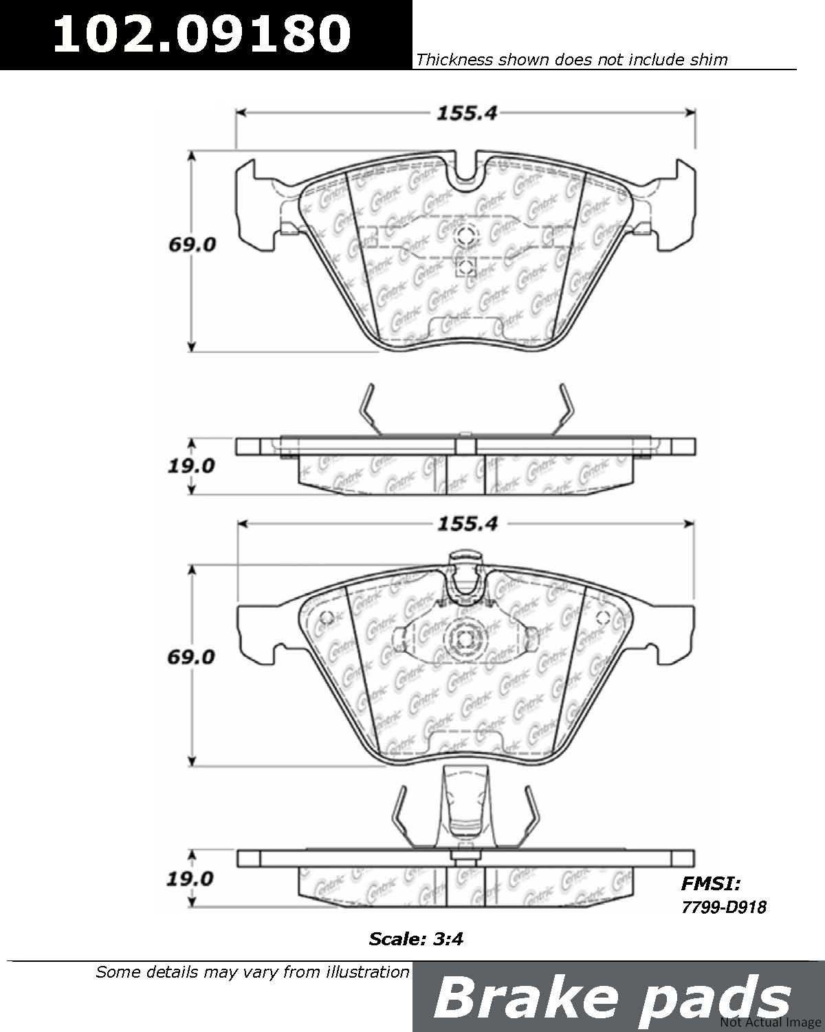 C-Tek Semi-Metallic Brake Pads with Shims  top view frsport 102.09180