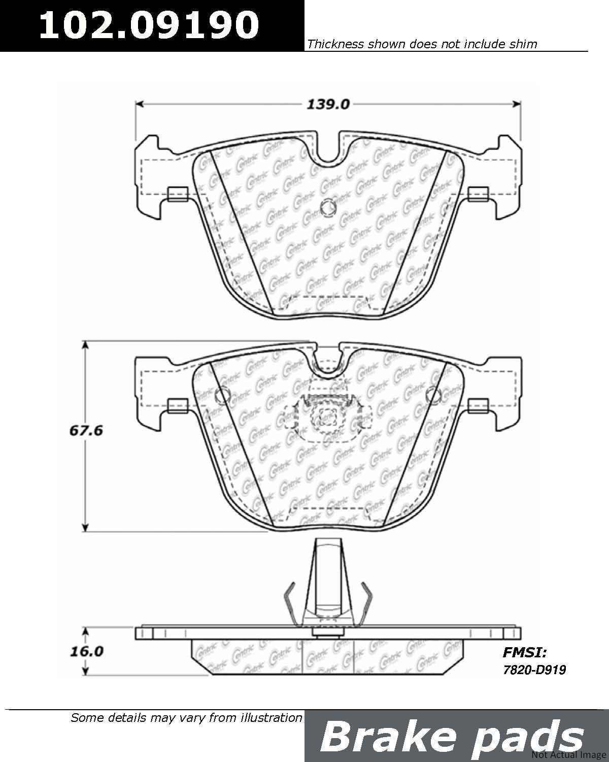 C-Tek Semi-Metallic Brake Pads with Shims  top view frsport 102.09190