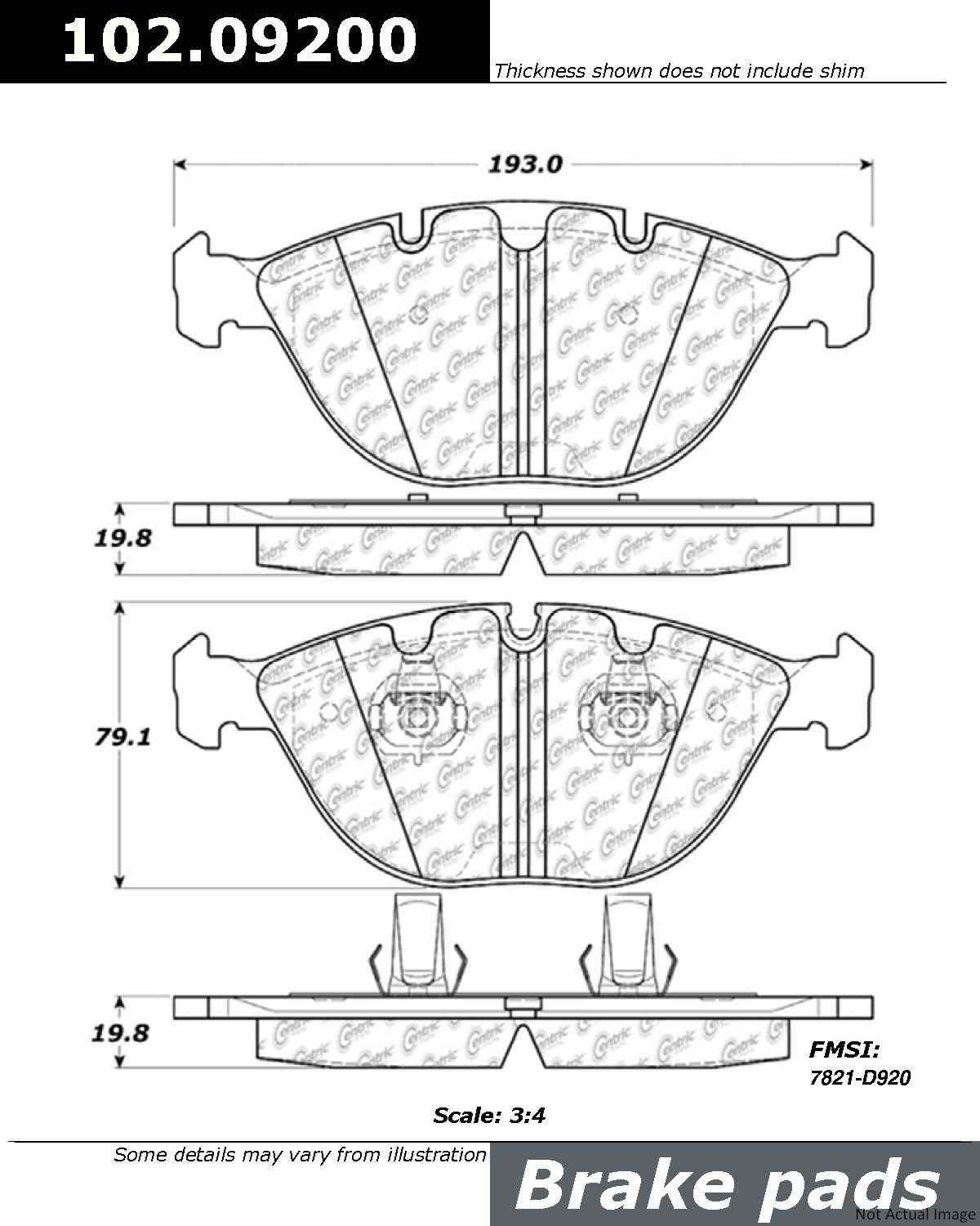 C-Tek Semi-Metallic Brake Pads with Shims  top view frsport 102.09200