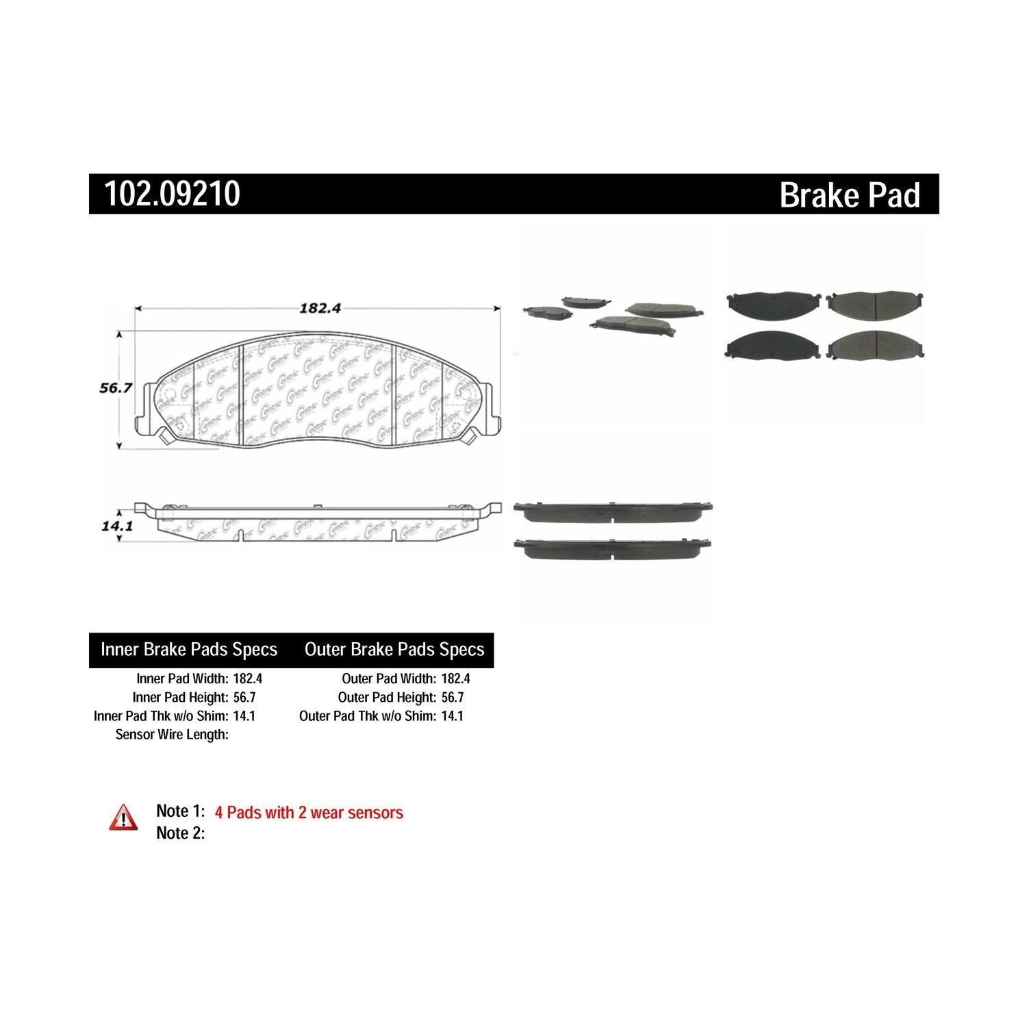 c-tek semi-metallic brake pads with shims  frsport 102.09210