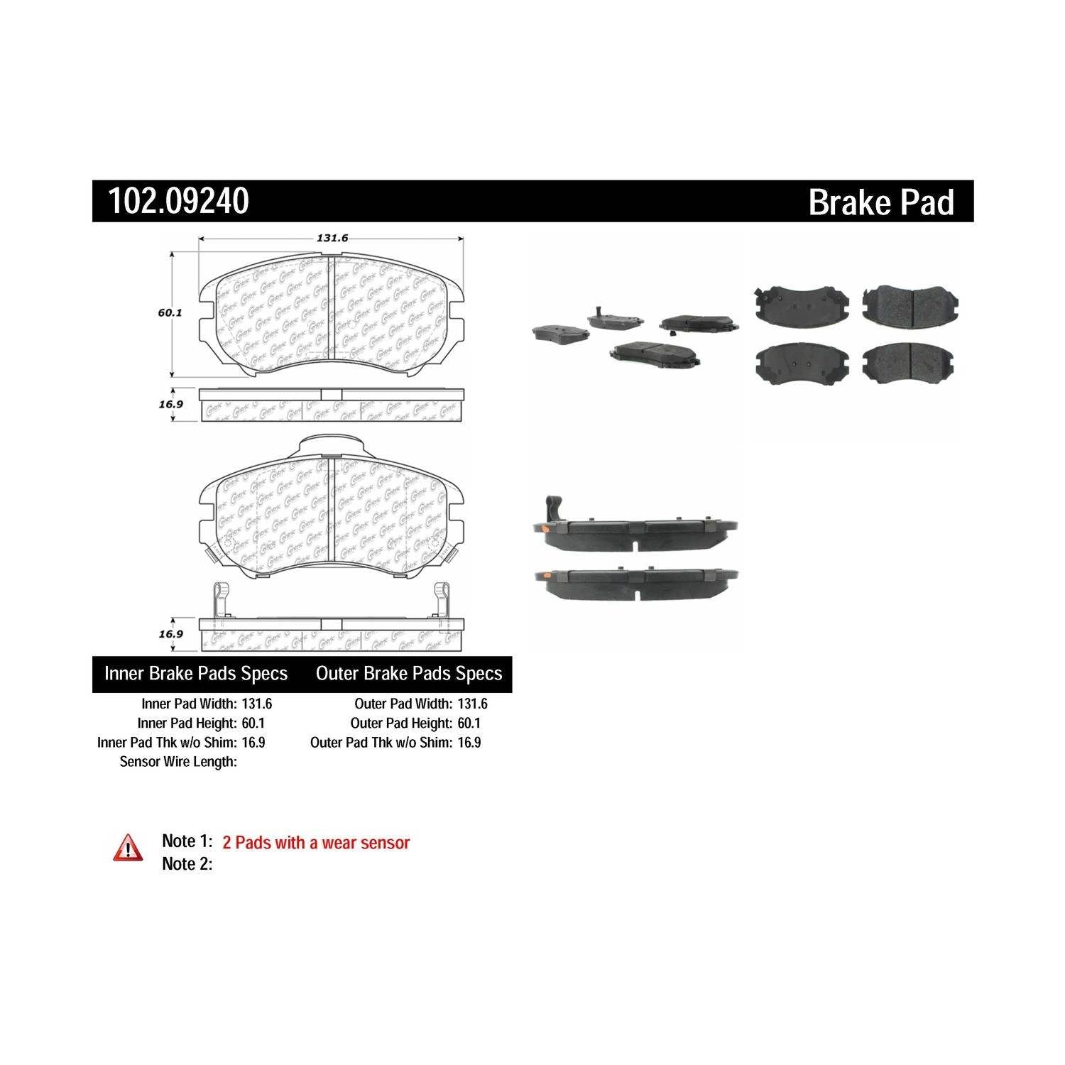 c-tek semi-metallic brake pads with shims  frsport 102.09240