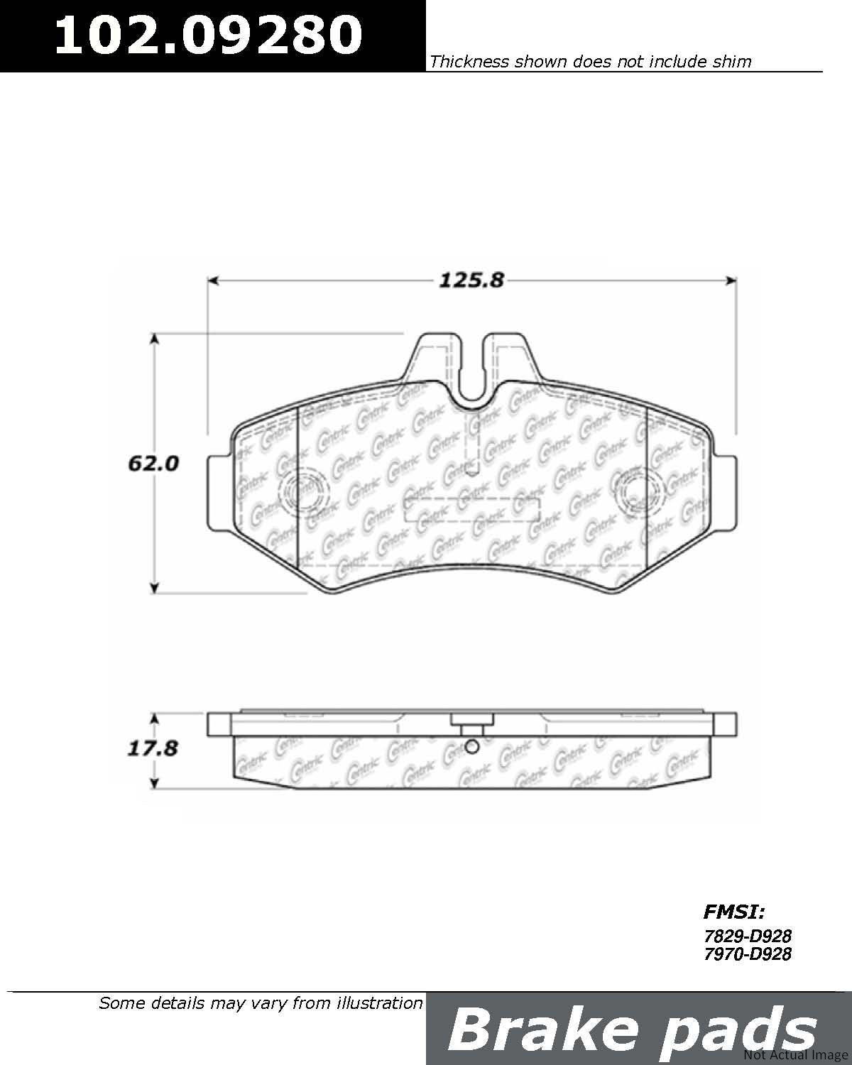 C-Tek Semi-Metallic Brake Pads with Shims  top view frsport 102.09280