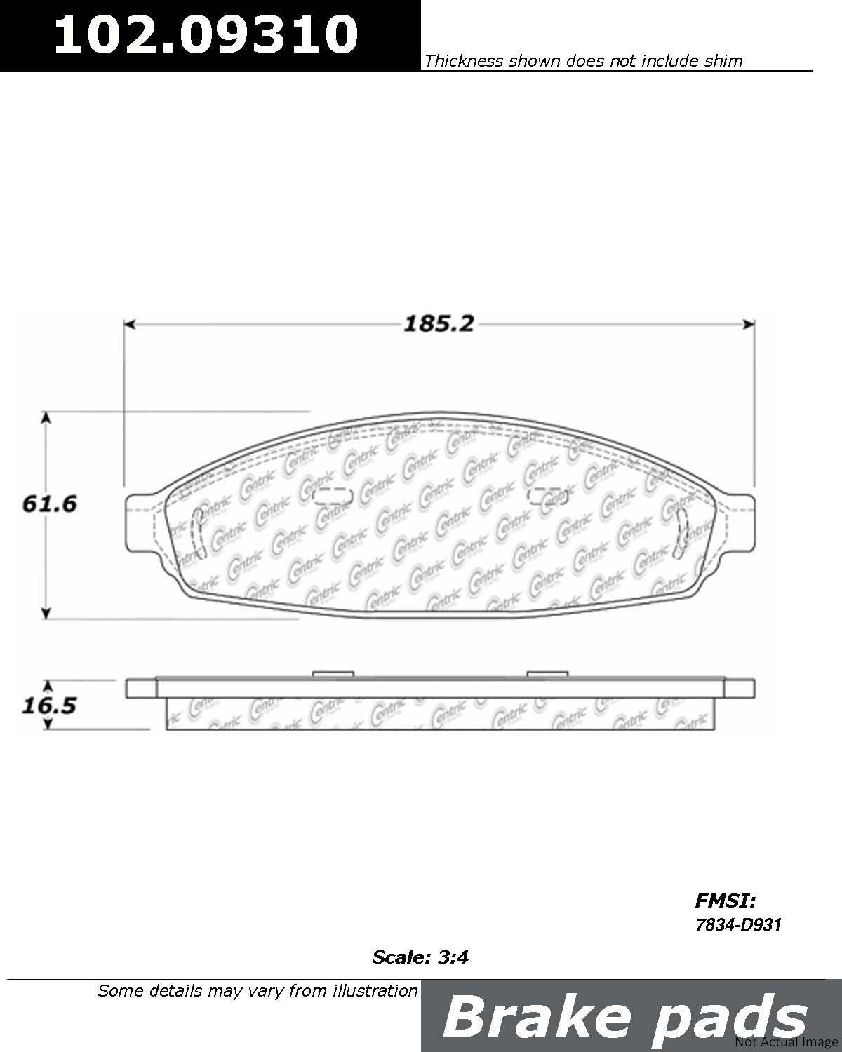 Stoptech Centric C-TEK 03-11 Ford Crown Victoria Semi-Metallic Front Brake Pads w/Shims 102.09310