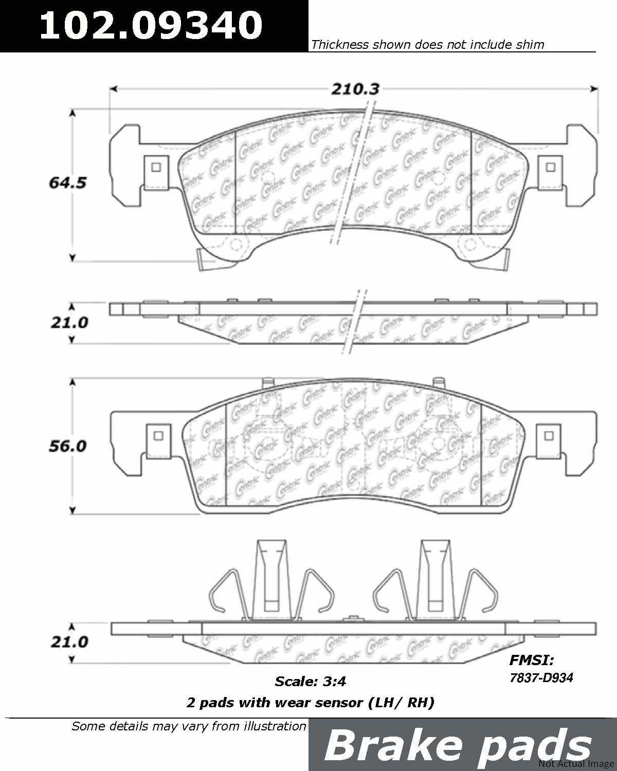 C-Tek Semi-Metallic Brake Pads with Shims  top view frsport 102.09340