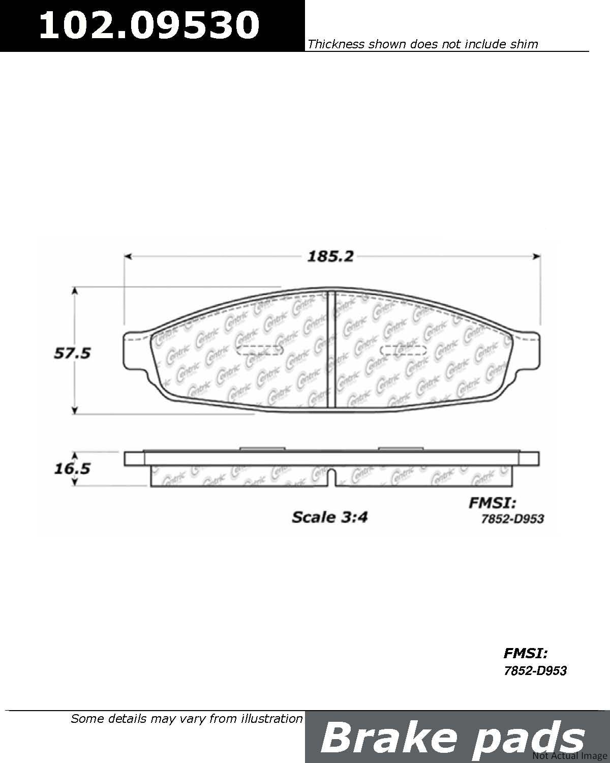 C-Tek Semi-Metallic Brake Pads with Shims  top view frsport 102.09530