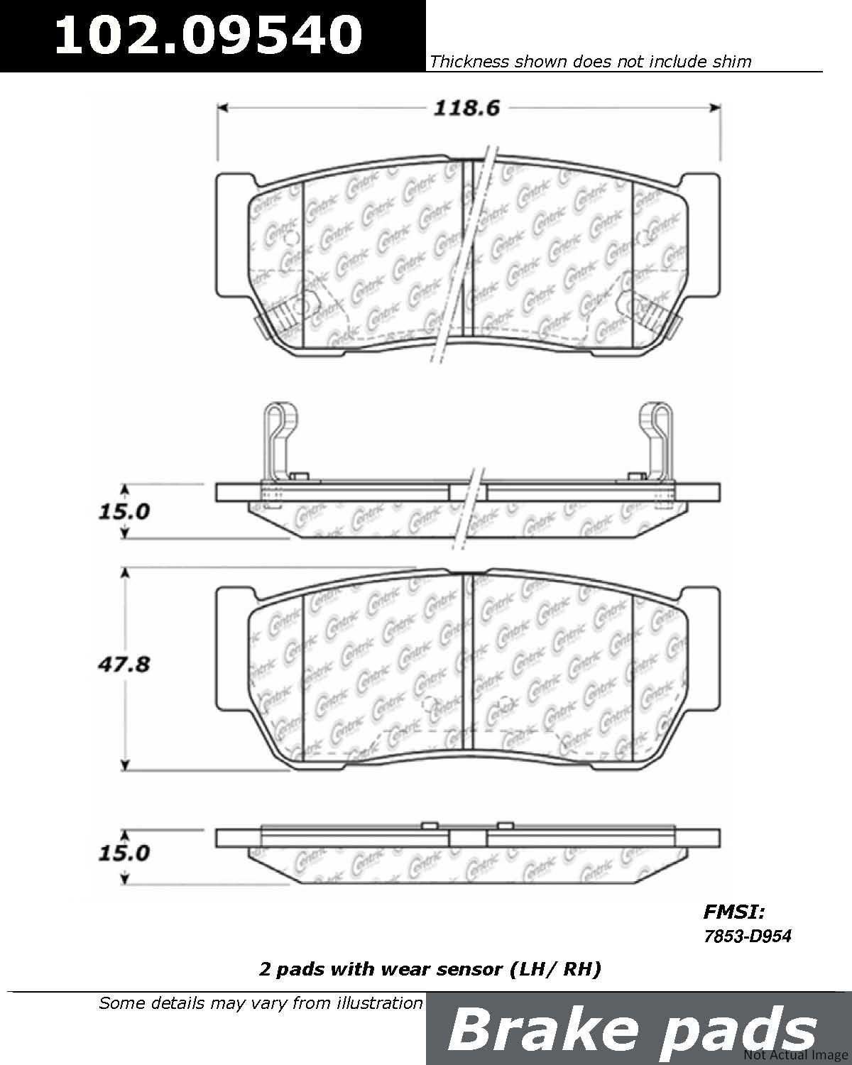 C-Tek Semi-Metallic Brake Pads with Shims  top view frsport 102.09540