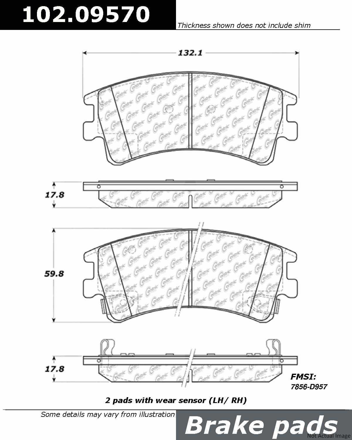 C-Tek Semi-Metallic Brake Pads with Shims  top view frsport 102.09570