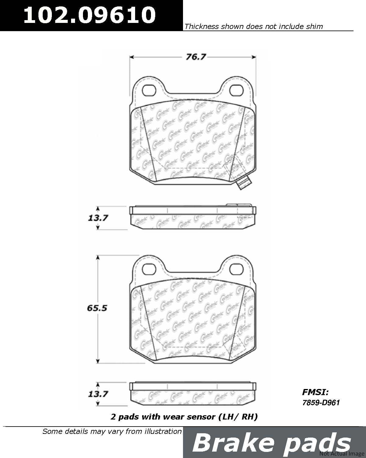 C-Tek Semi-Metallic Brake Pads with Shims  top view frsport 102.09610