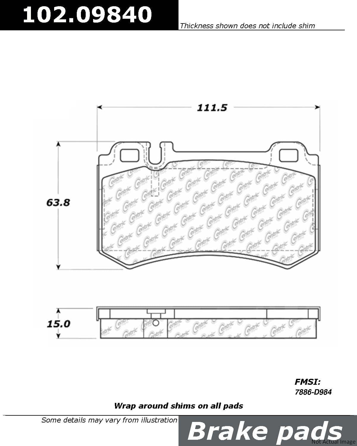 Stoptech Centric C-TEK Semi-Metallic Brake Pads w/Shims - Rear 102.09840