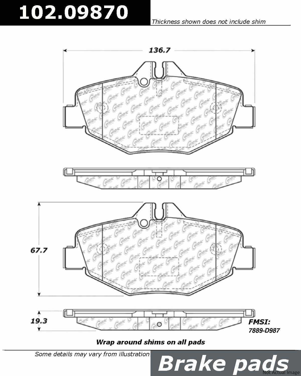 C-Tek Semi-Metallic Brake Pads with Shims  top view frsport 102.09870