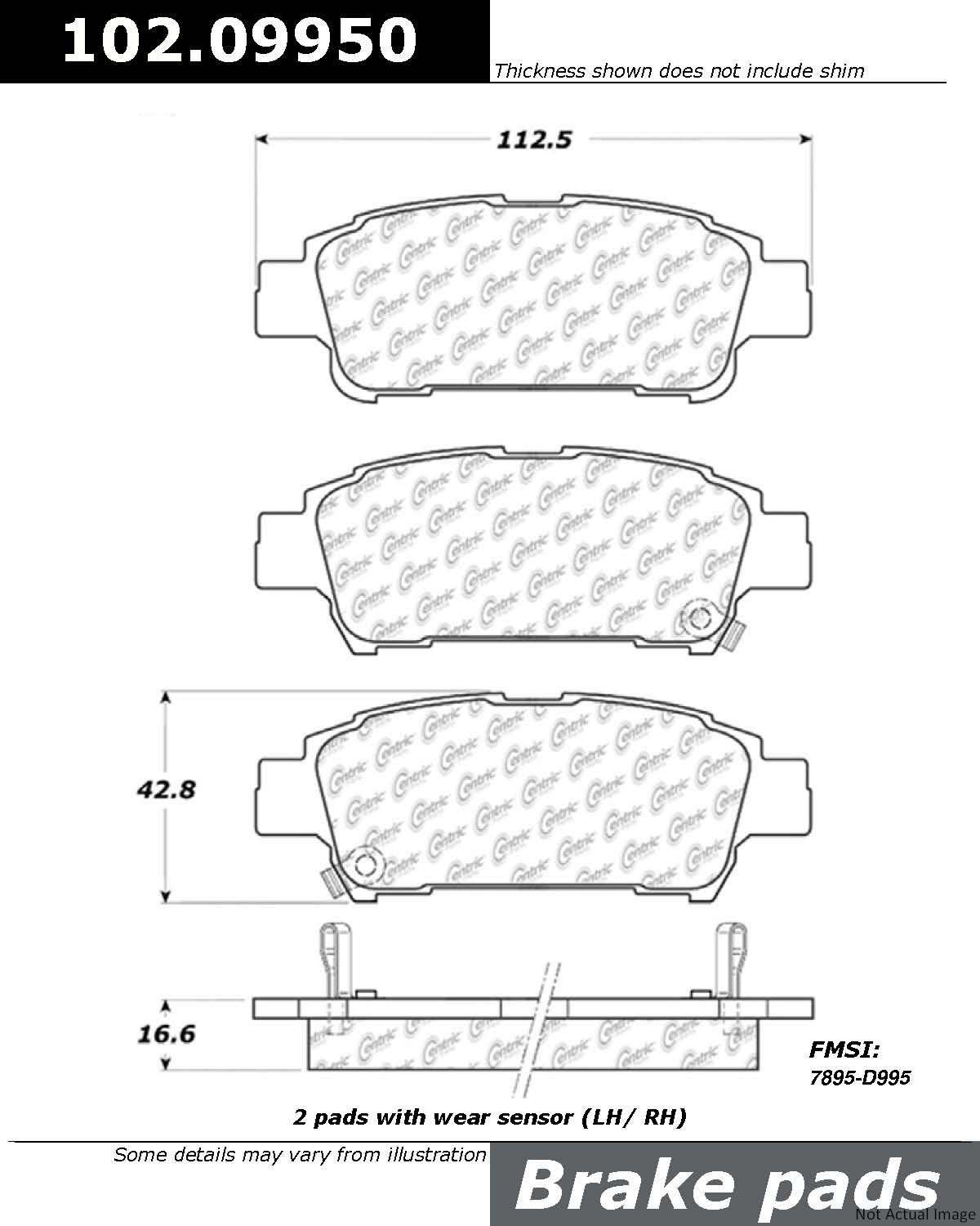 C-Tek Semi-Metallic Brake Pads with Shims  top view frsport 102.09950