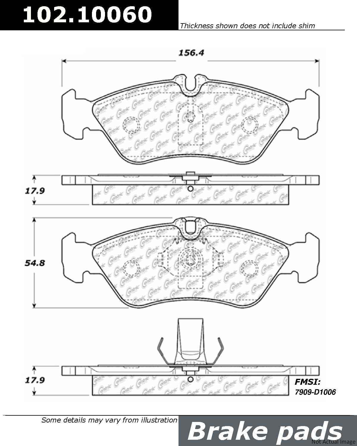 C-Tek Semi-Metallic Brake Pads with Shims  top view frsport 102.10060