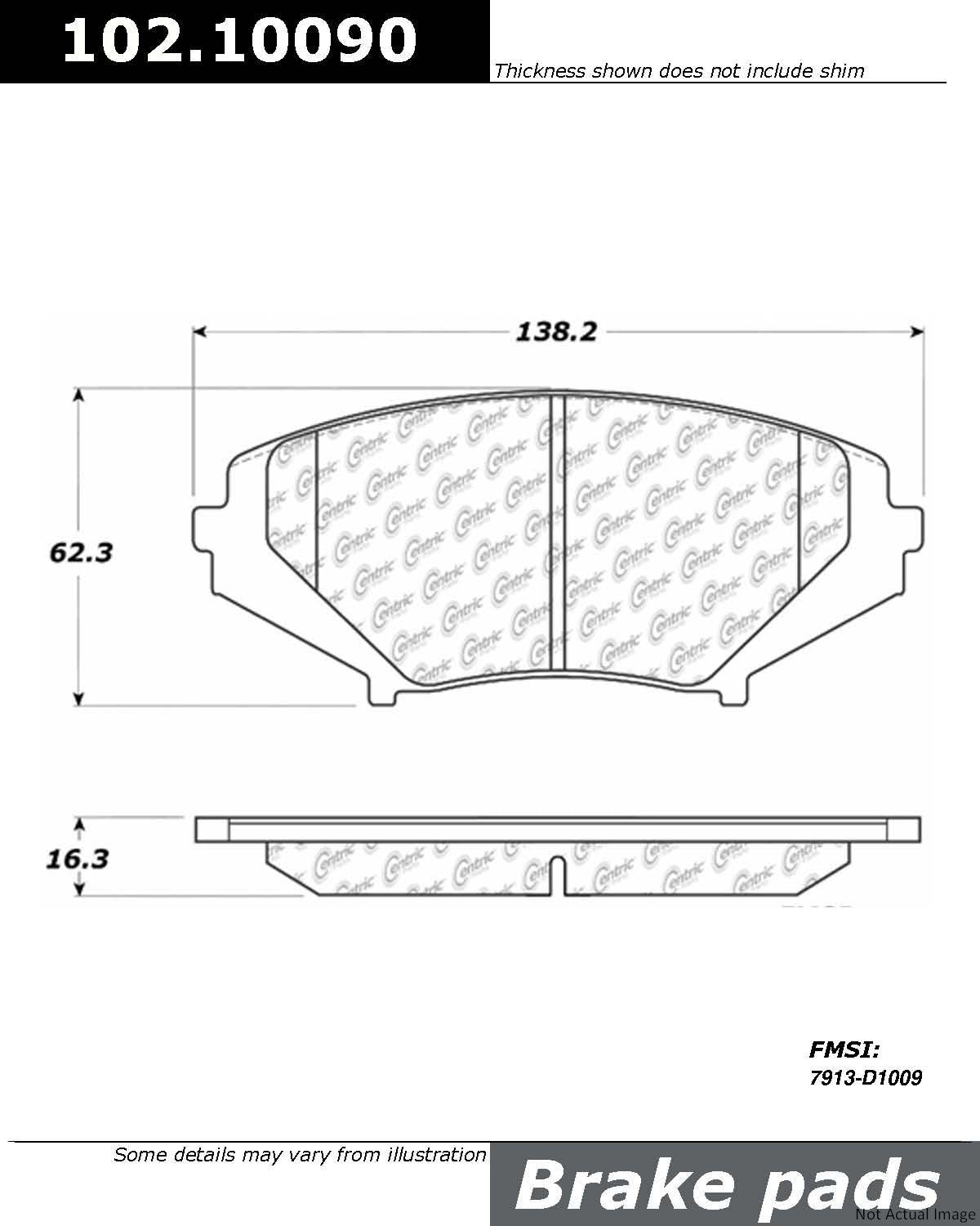 C-Tek Semi-Metallic Brake Pads with Shims  top view frsport 102.10090