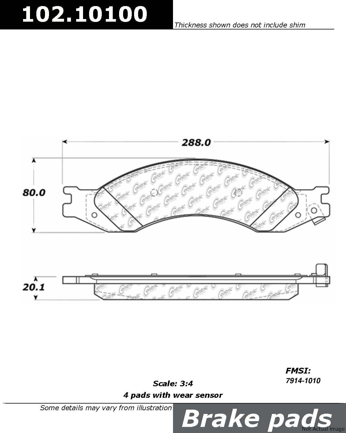 C-Tek Semi-Metallic Brake Pads with Shims  top view frsport 102.10100