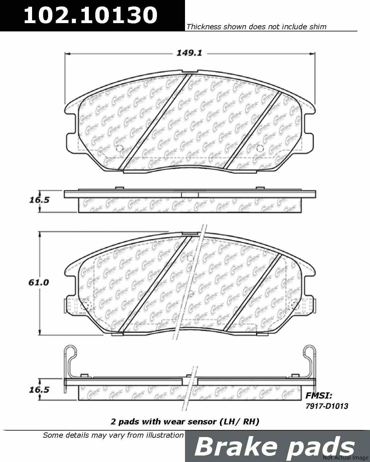 C-Tek Semi-Metallic Brake Pads with Shims  top view frsport 102.10130