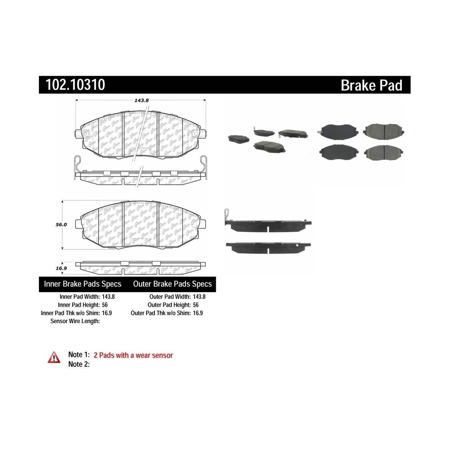 c-tek semi-metallic brake pads with shims  frsport 102.10310