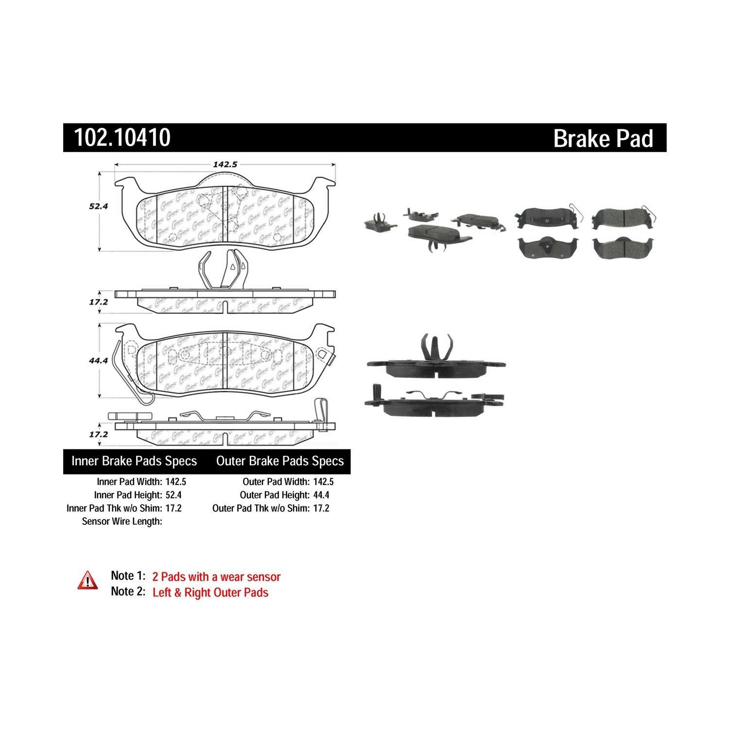 c-tek semi-metallic brake pads with shims  frsport 102.10410