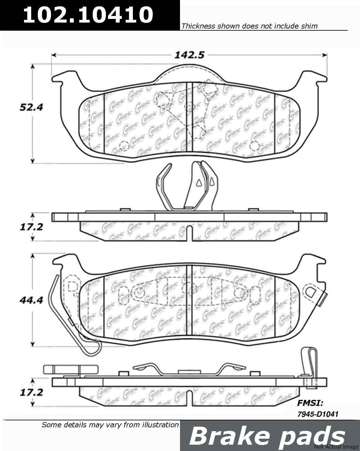 Stoptech Centric C-TEK Semi-Metallic Brake Pads w/Shims - Rear 102.10410