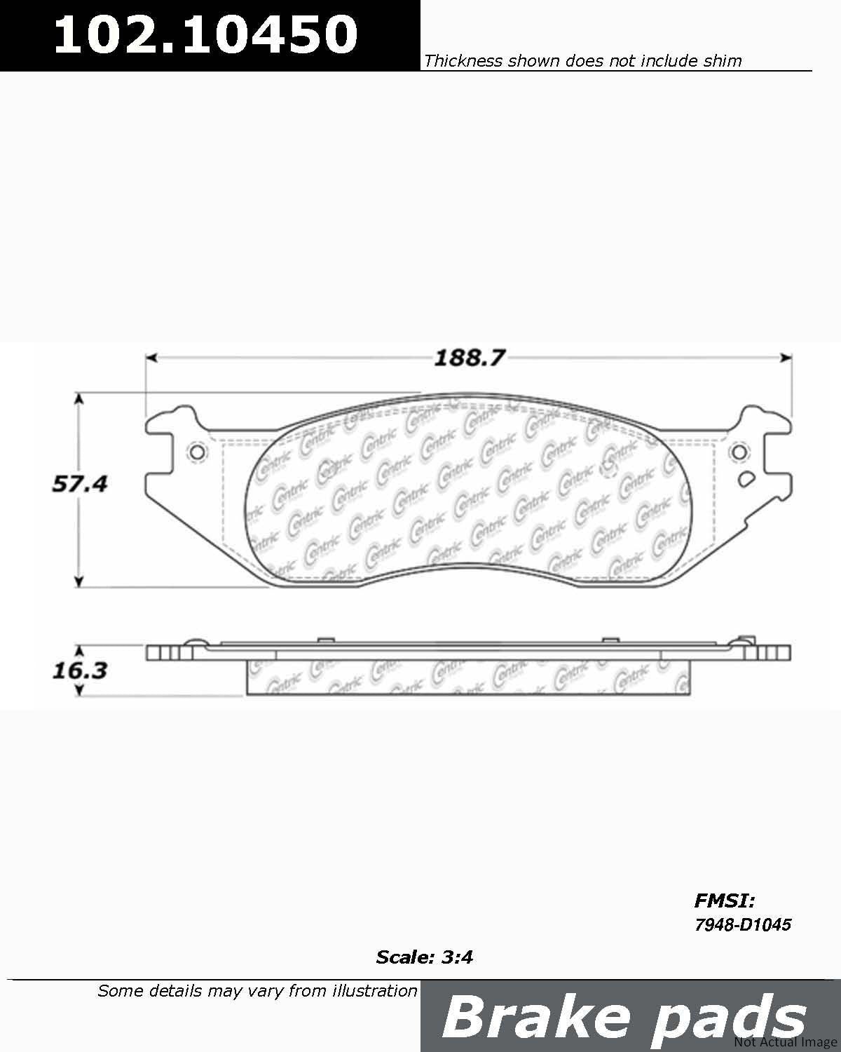 C-Tek Semi-Metallic Brake Pads with Shims  top view frsport 102.10450