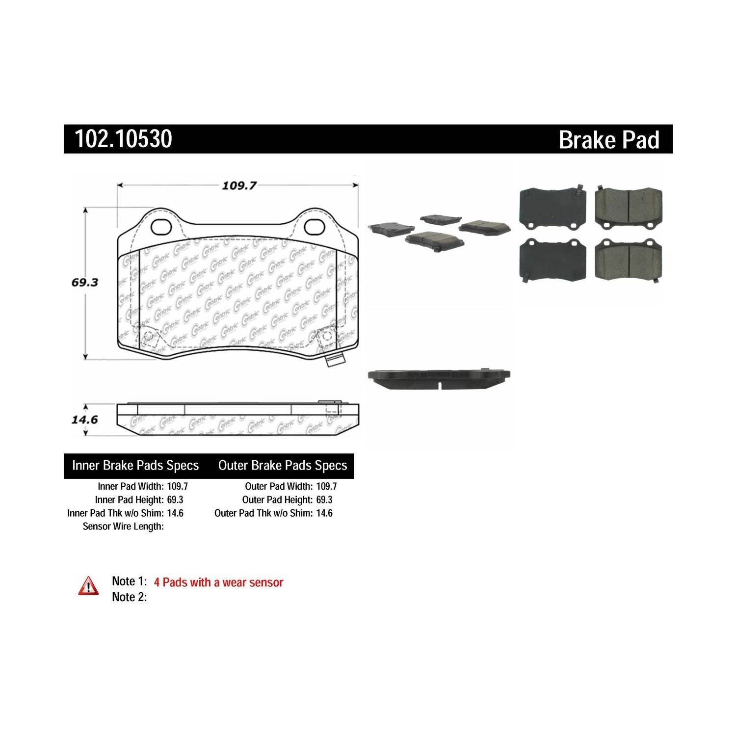 c-tek semi-metallic brake pads with shims  frsport 102.10530