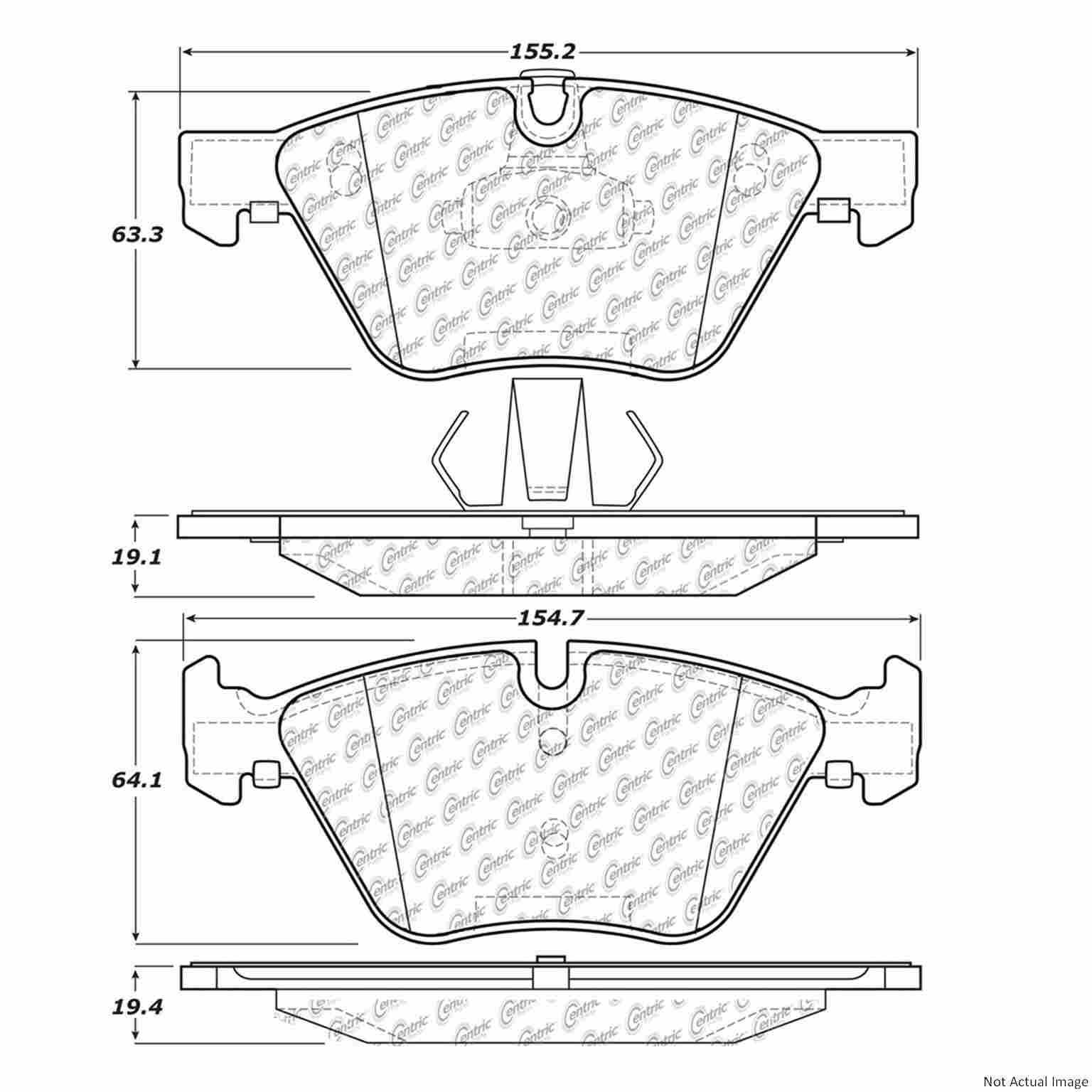 C-Tek Semi-Metallic Brake Pads with Shims  top view frsport 102.10610