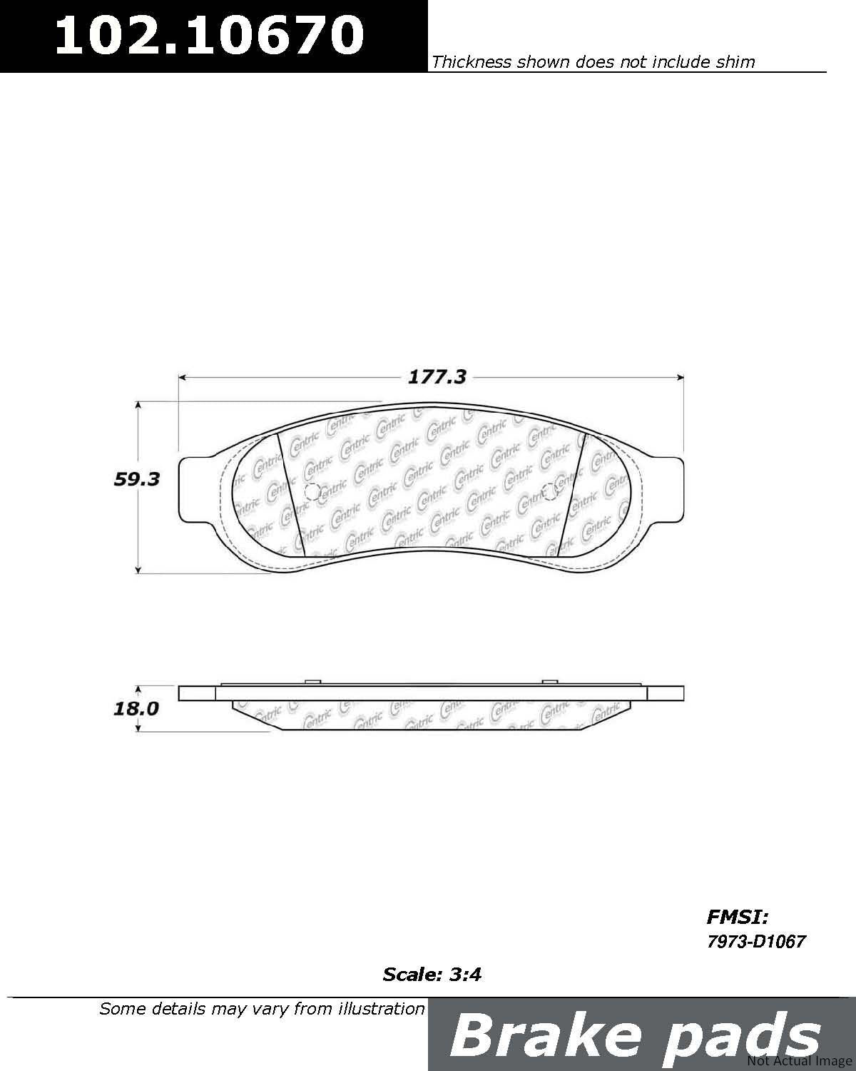 C-Tek Semi-Metallic Brake Pads with Shims  top view frsport 102.10670