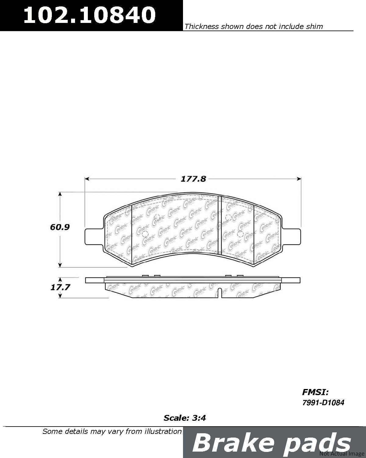 C-Tek Semi-Metallic Brake Pads with Shims  top view frsport 102.10840