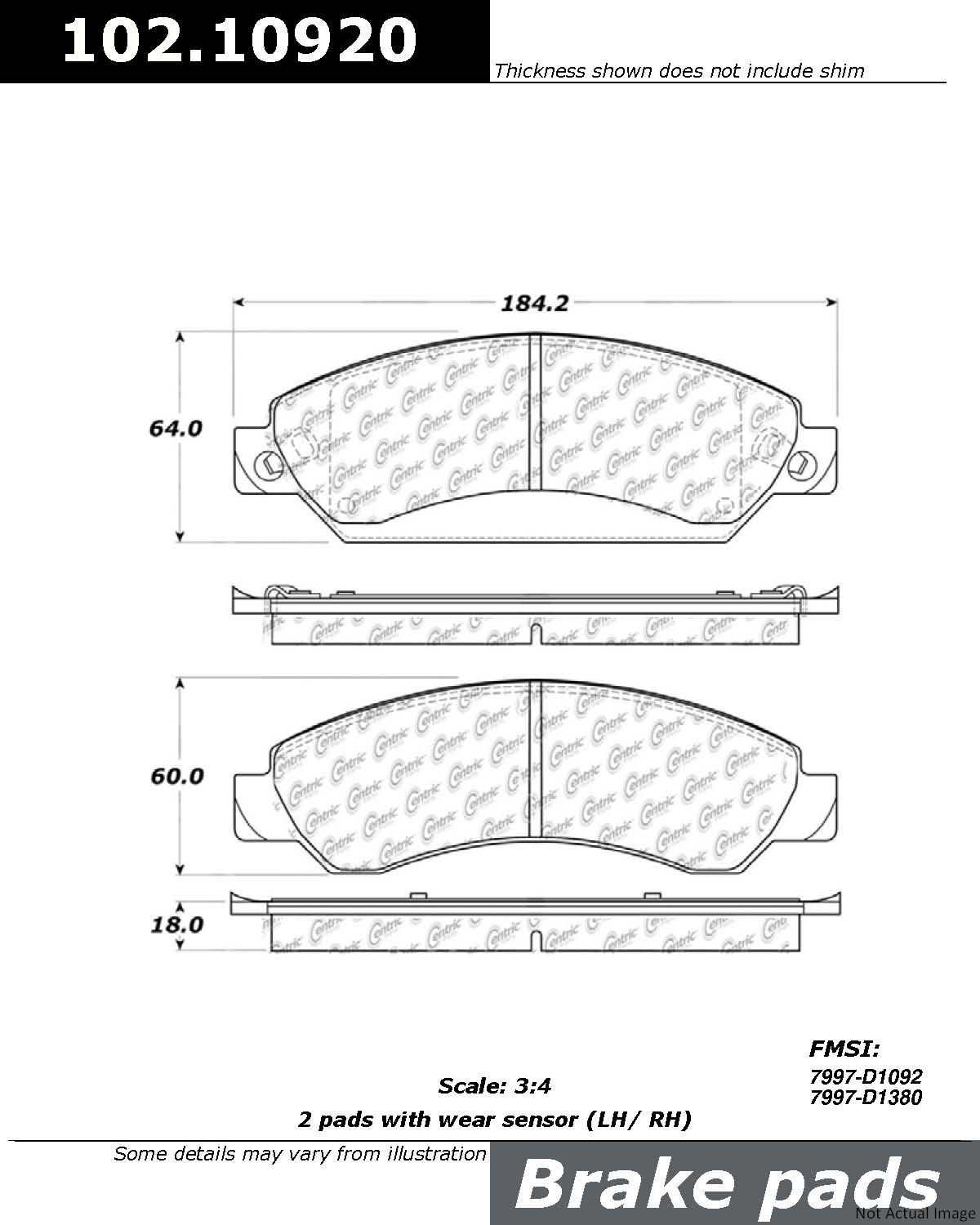 Stoptech Centric C-TEK Semi-Metallic Brake Pads w/Shims - Front 102.10920