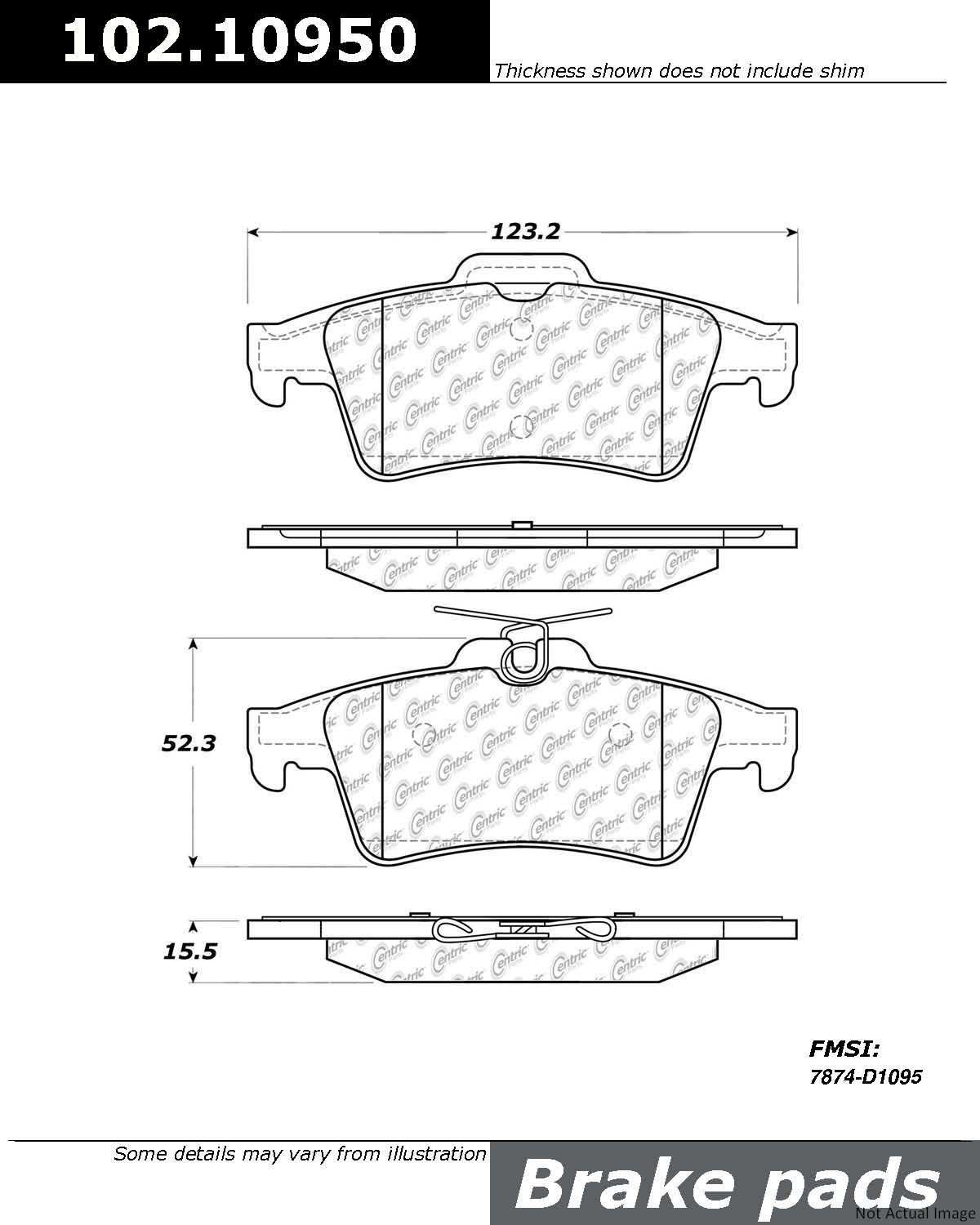 C-Tek Semi-Metallic Brake Pads with Shims  top view frsport 102.10950