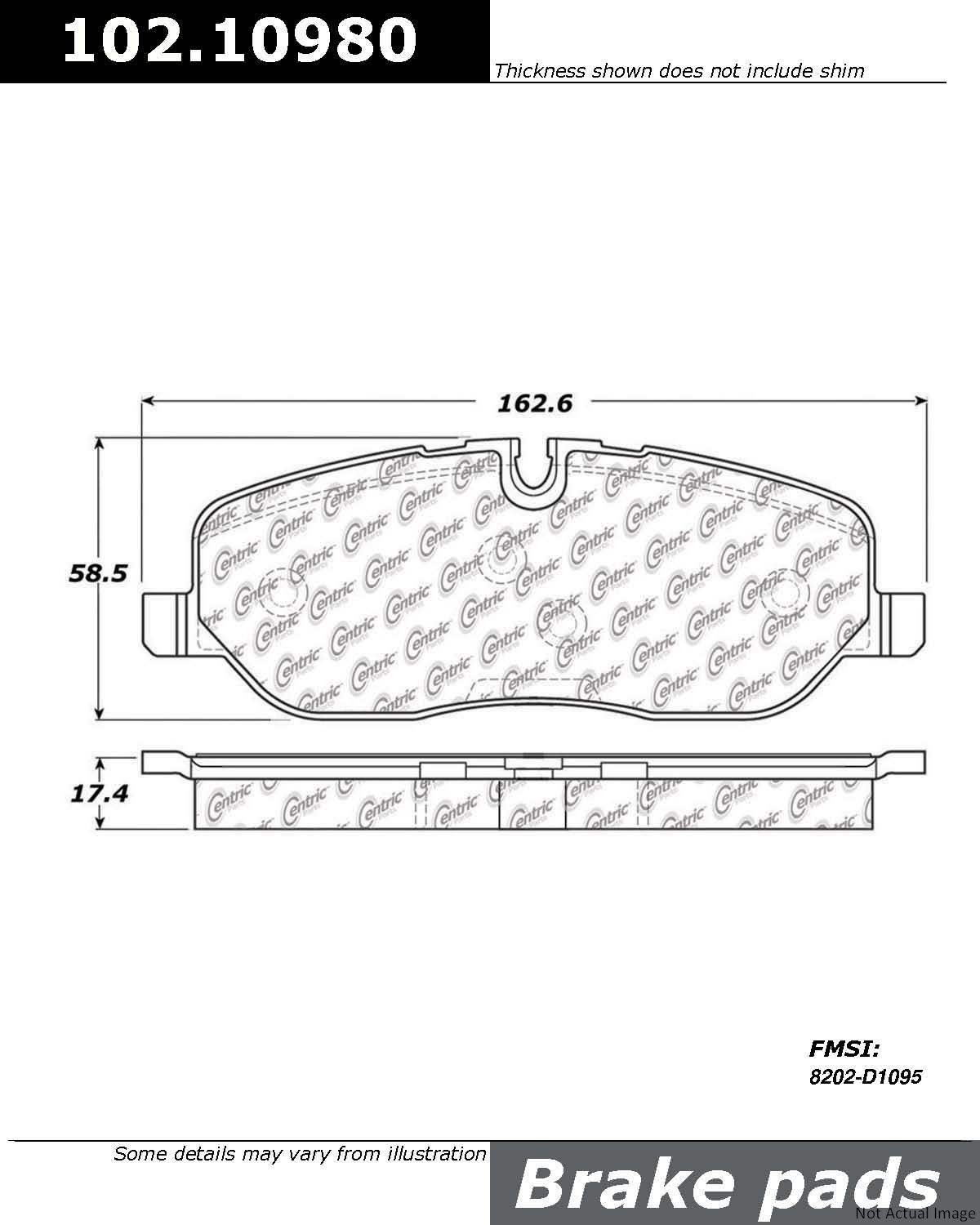 C-Tek Semi-Metallic Brake Pads with Shims  top view frsport 102.10980