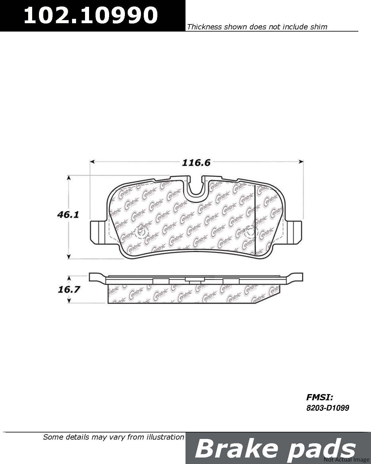 C-Tek Semi-Metallic Brake Pads with Shims  top view frsport 102.10990