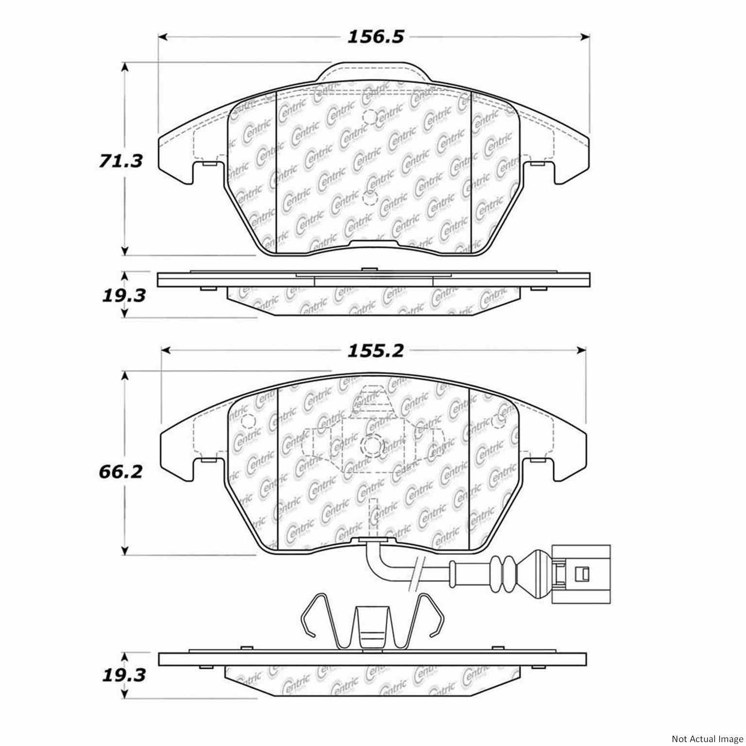 C-Tek Semi-Metallic Brake Pads with Shims  top view frsport 102.11070