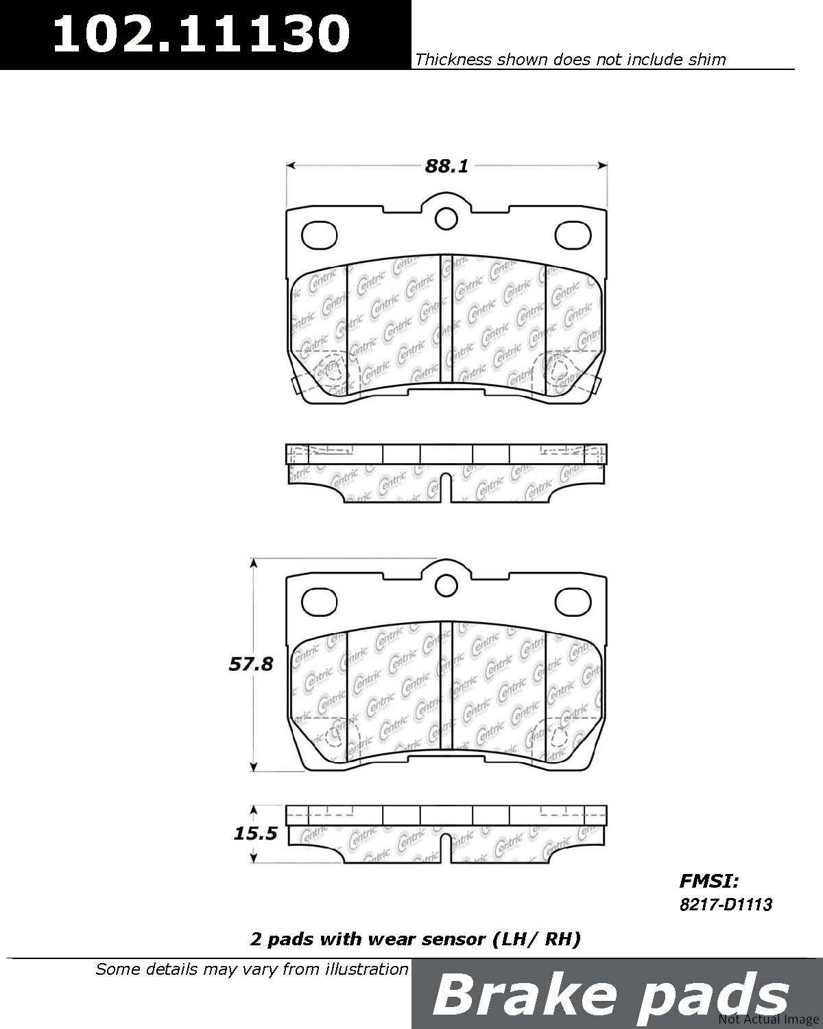 Stoptech Centric C-TEK Semi-Metallic Brake Pads w/Shims - Rear 102.11130