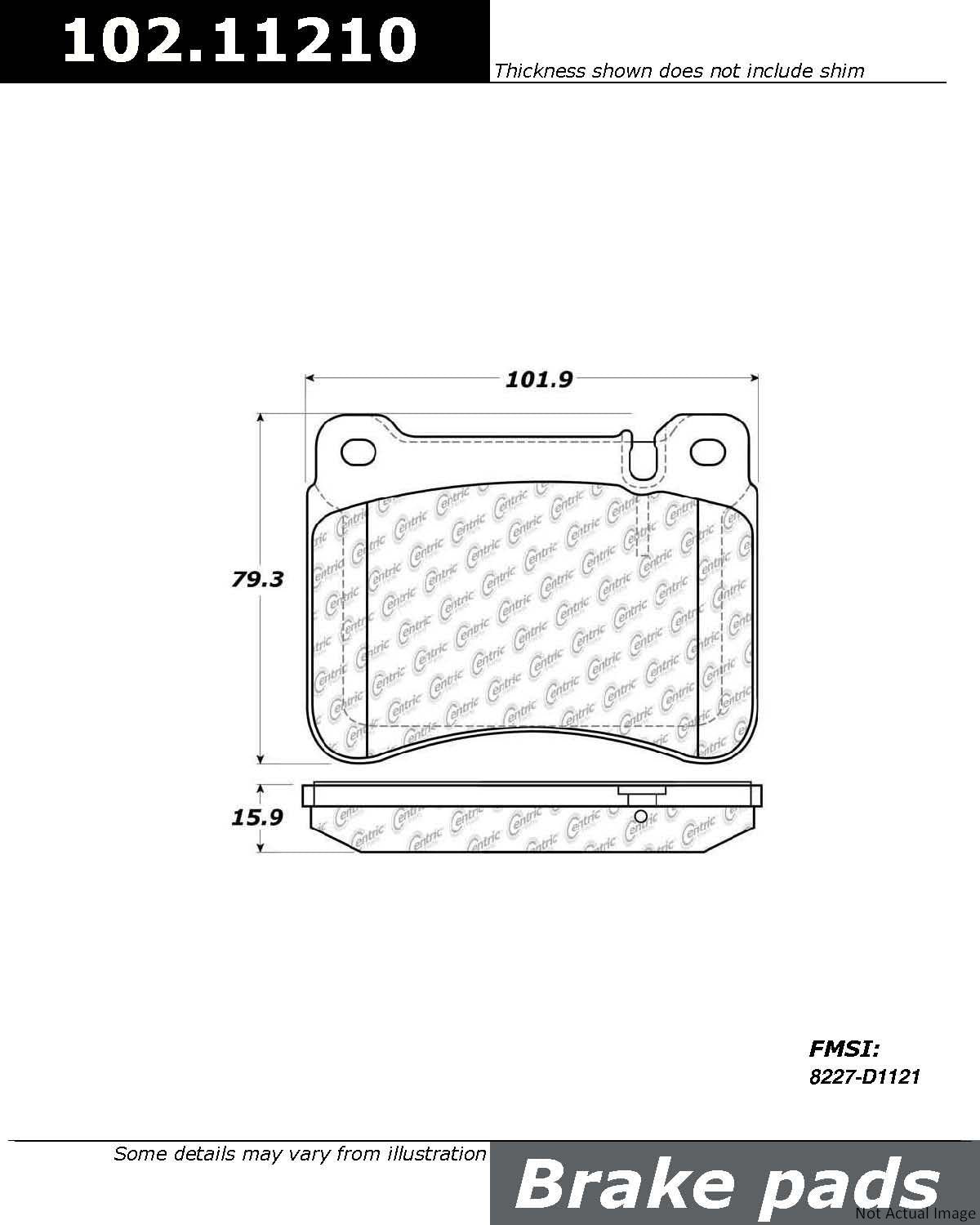 C-Tek Semi-Metallic Brake Pads with Shims  top view frsport 102.11210