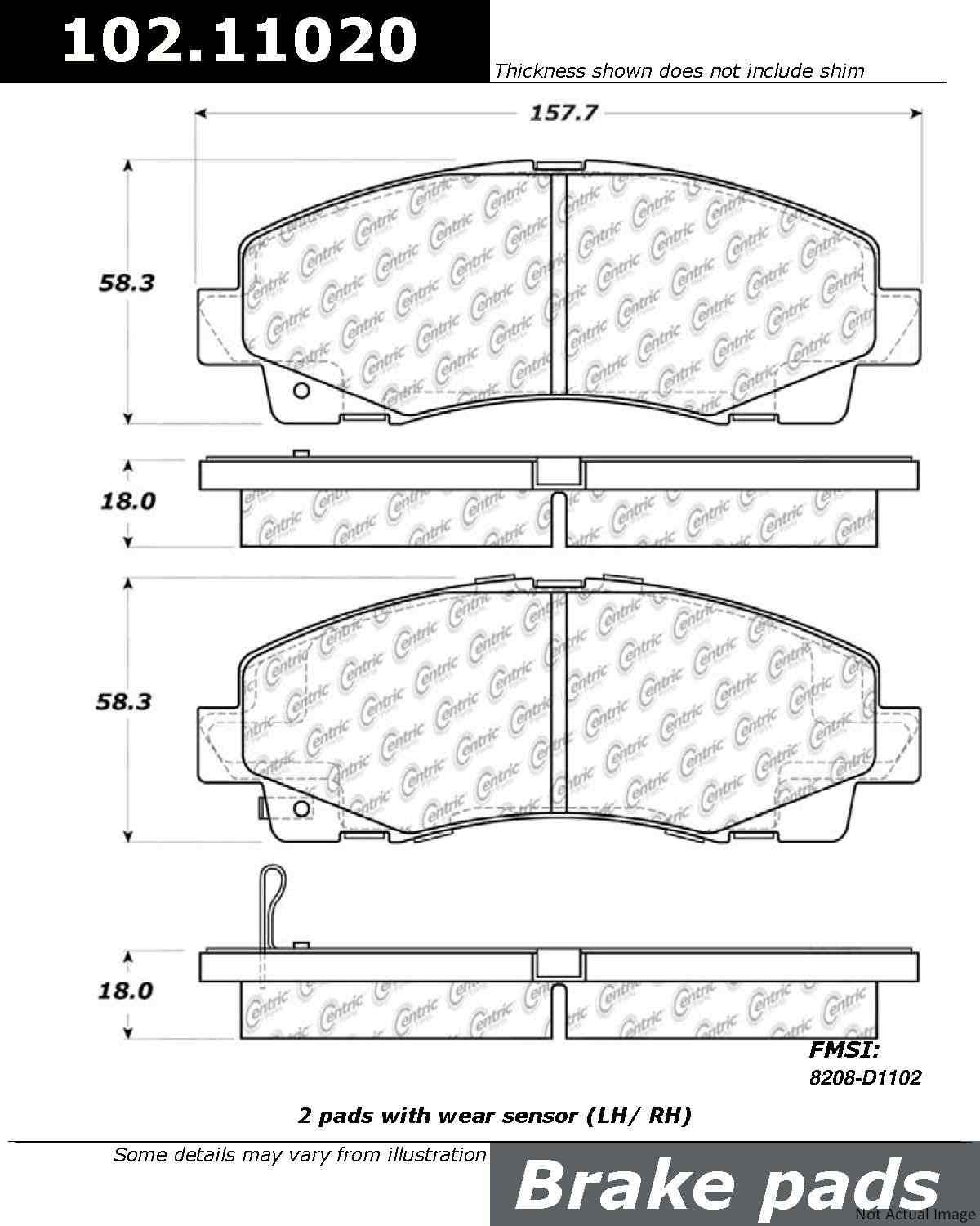 Stoptech Centric C-TEK Semi-Metallic Brake Pads w/Shims - Rear 102.11220