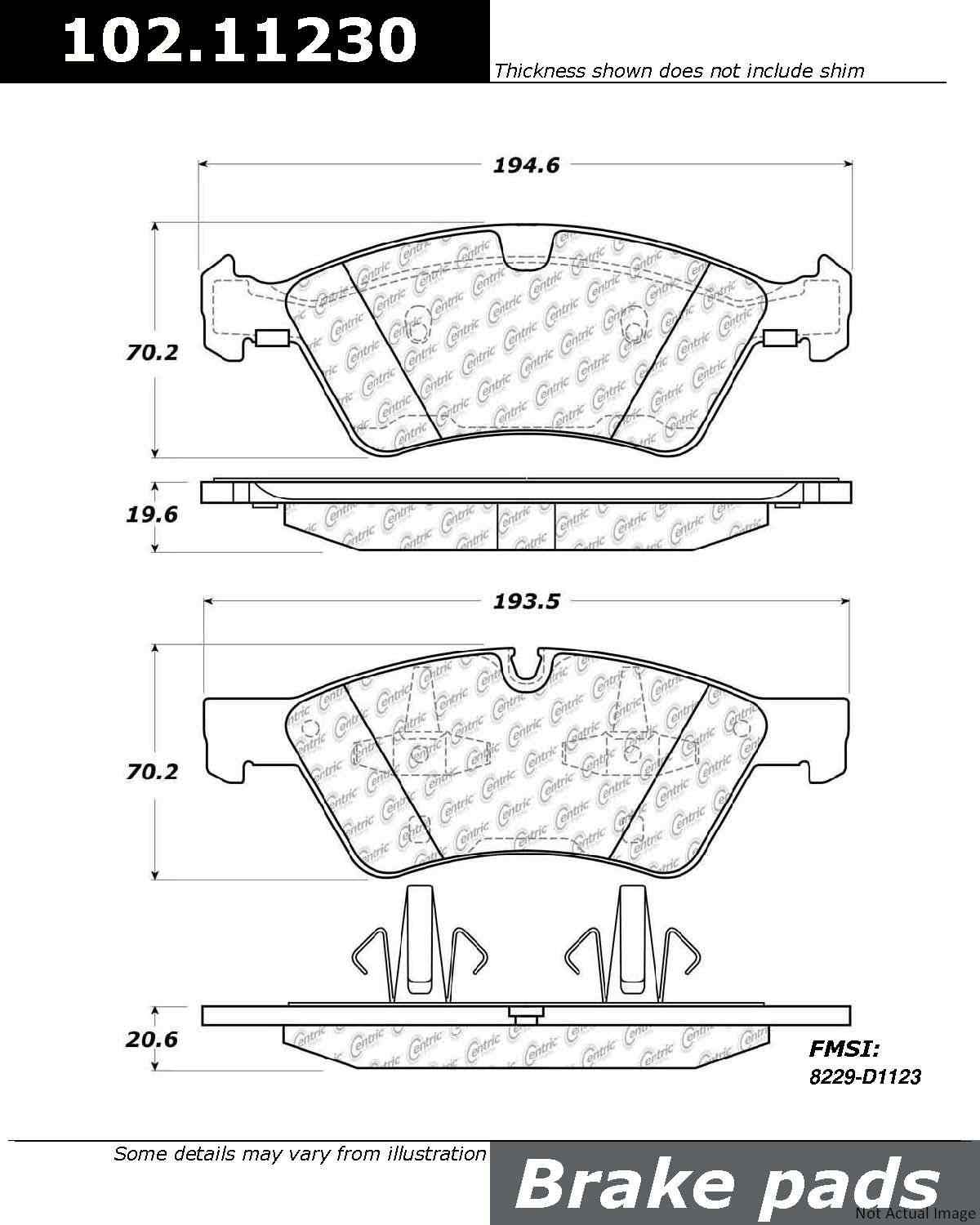 C-Tek Semi-Metallic Brake Pads with Shims  top view frsport 102.11230