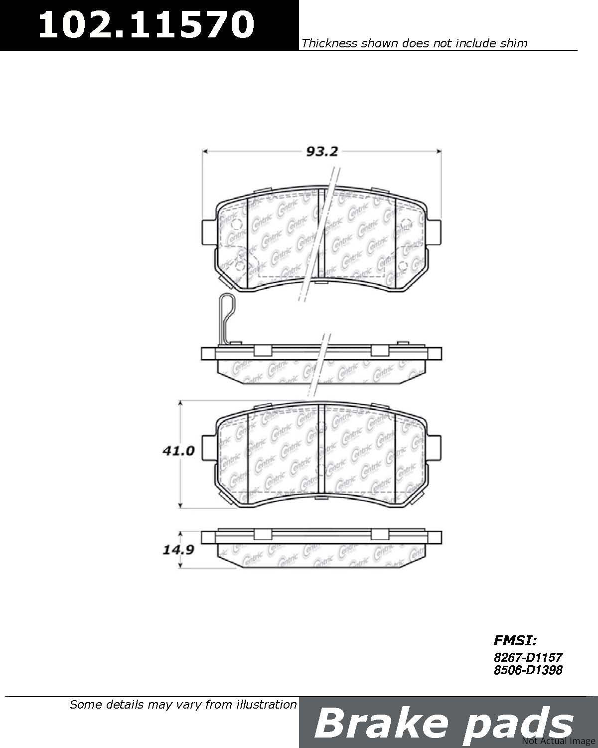 C-Tek Semi-Metallic Brake Pads with Shims  top view frsport 102.11570