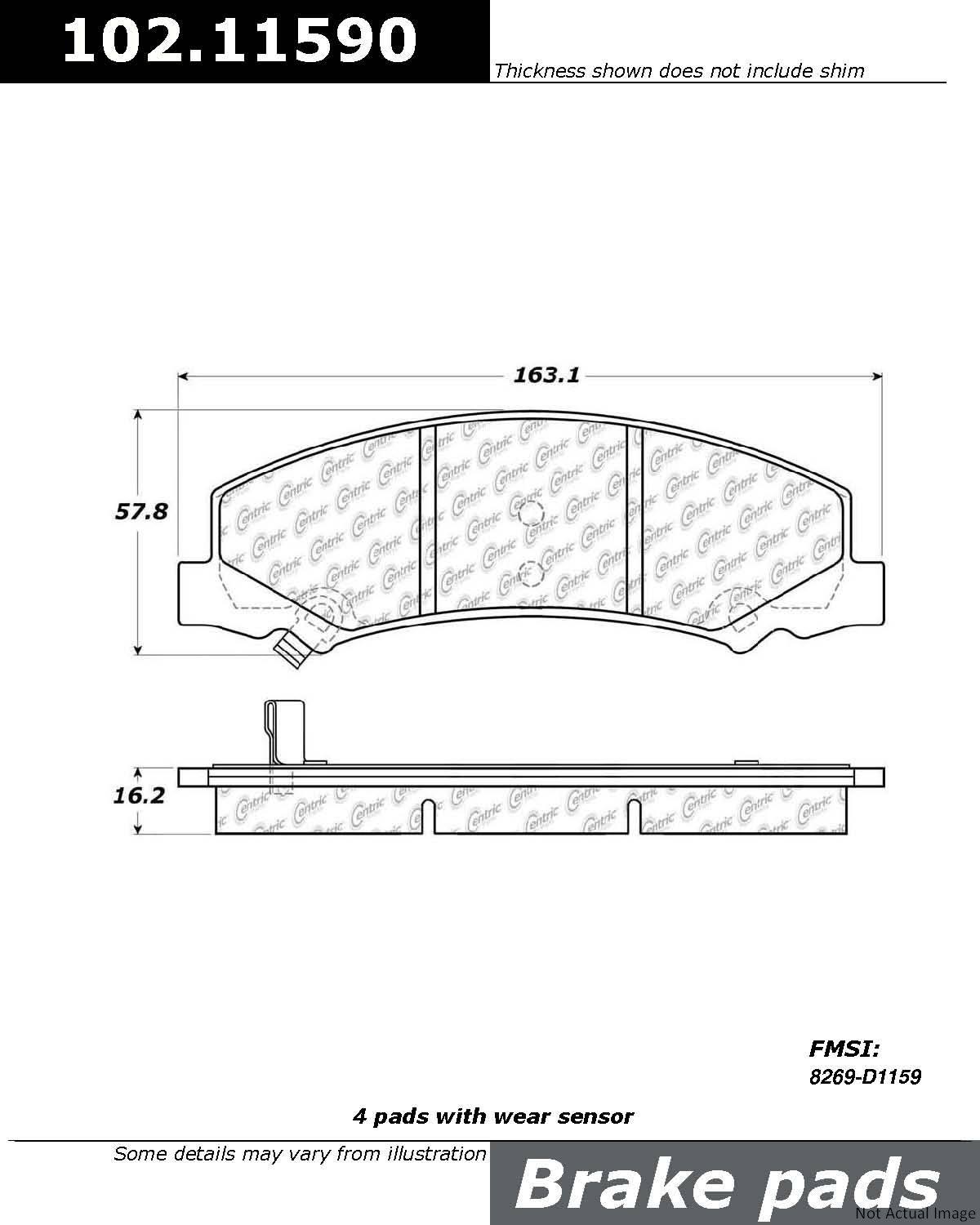 Stoptech Centric C-TEK 06-16 Chevy Impala Semi-Metallic Front Brake Pads w/Shims 102.11590