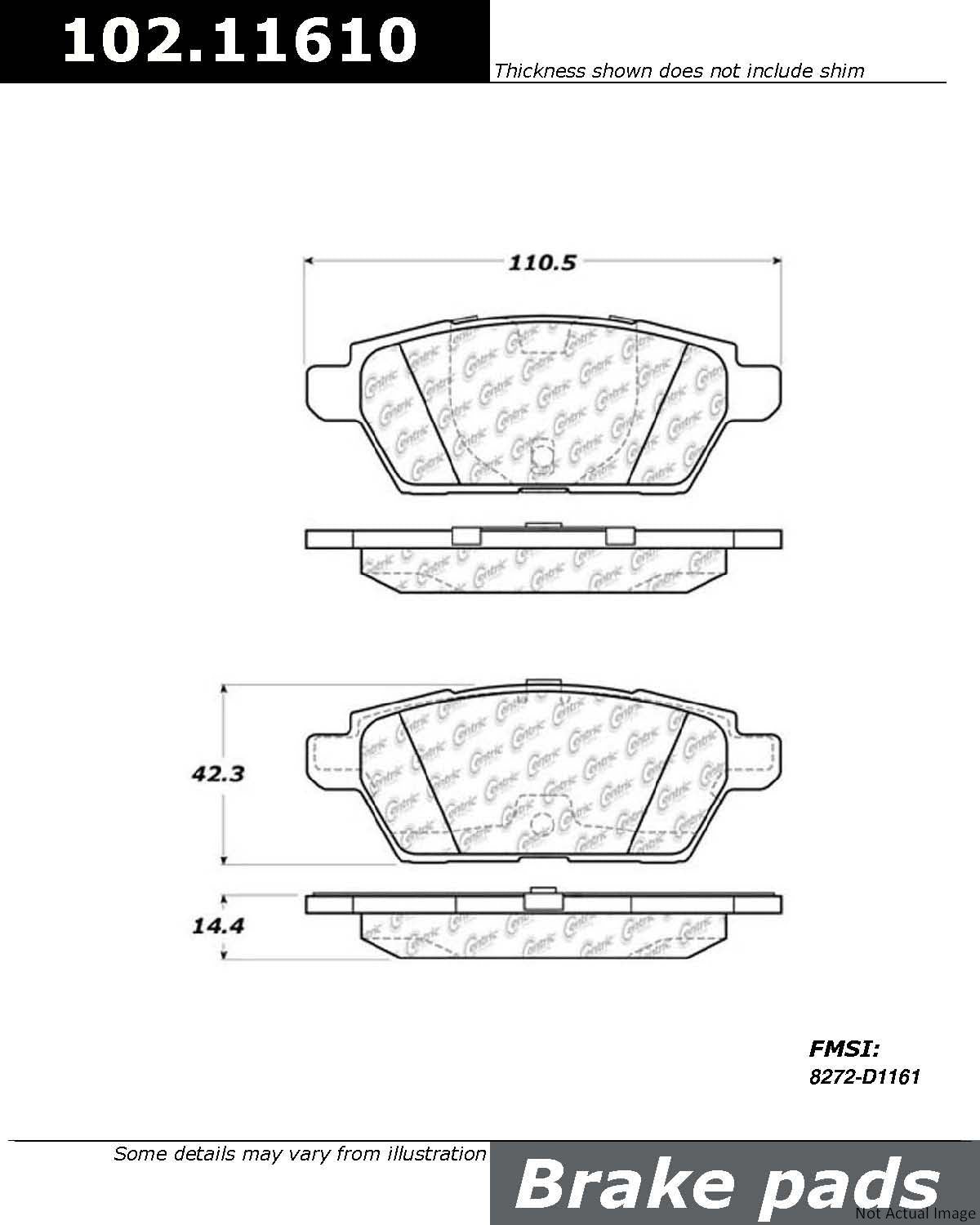 Stoptech Centric C-TEK Semi-Metallic Brake Pads w/Shims - Rear 102.11610