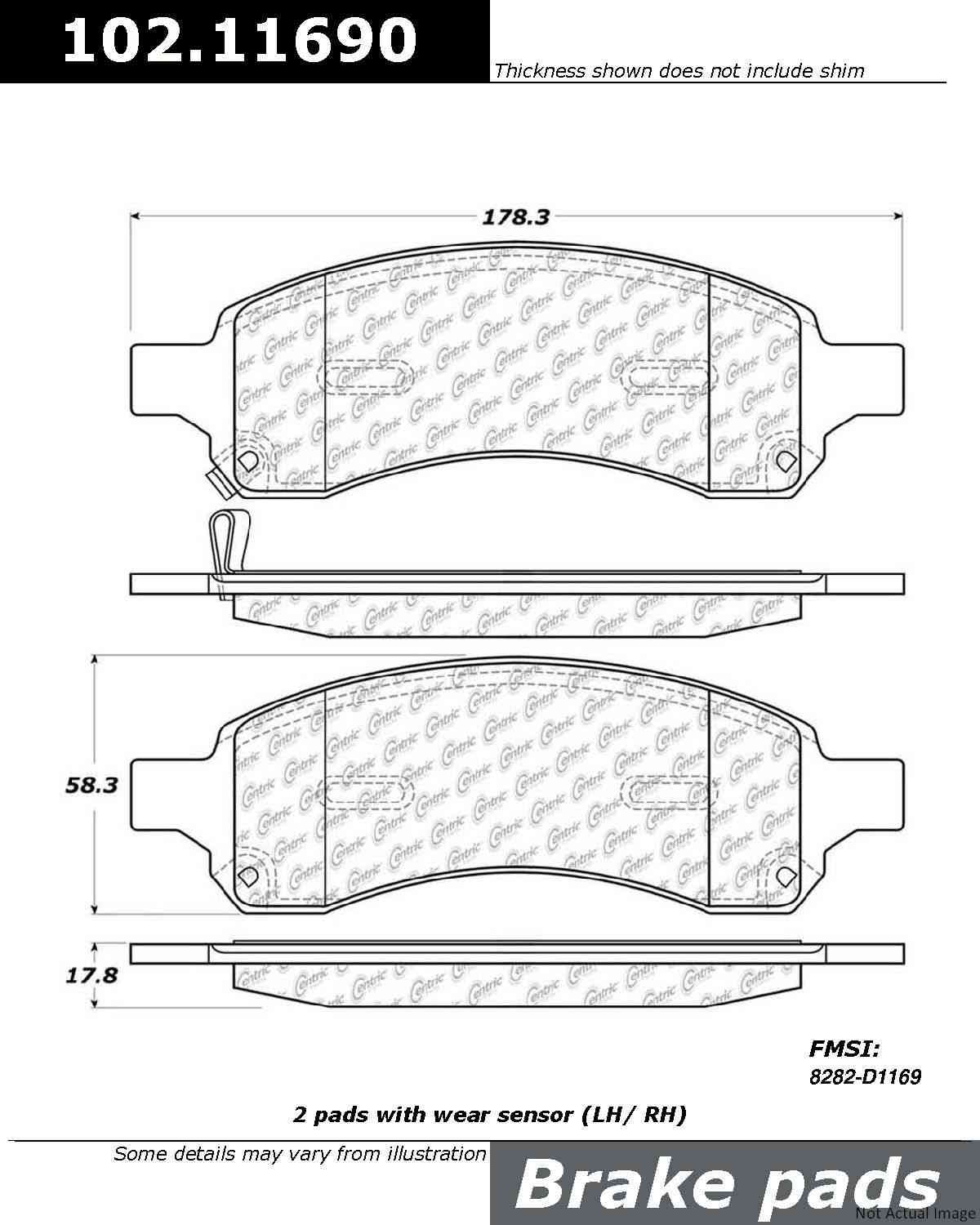 C-Tek Semi-Metallic Brake Pads with Shims  top view frsport 102.11690