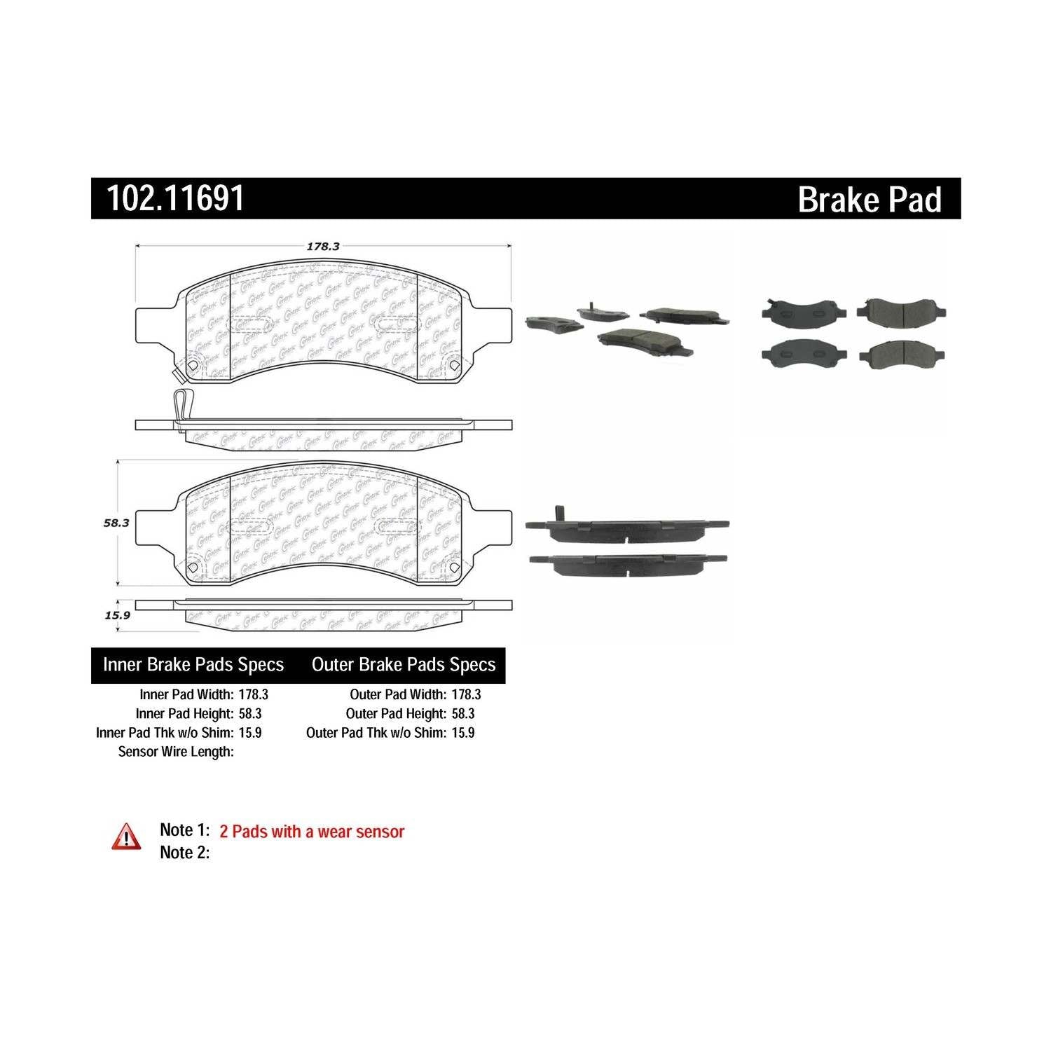 c-tek semi-metallic brake pads with shims  frsport 102.11691