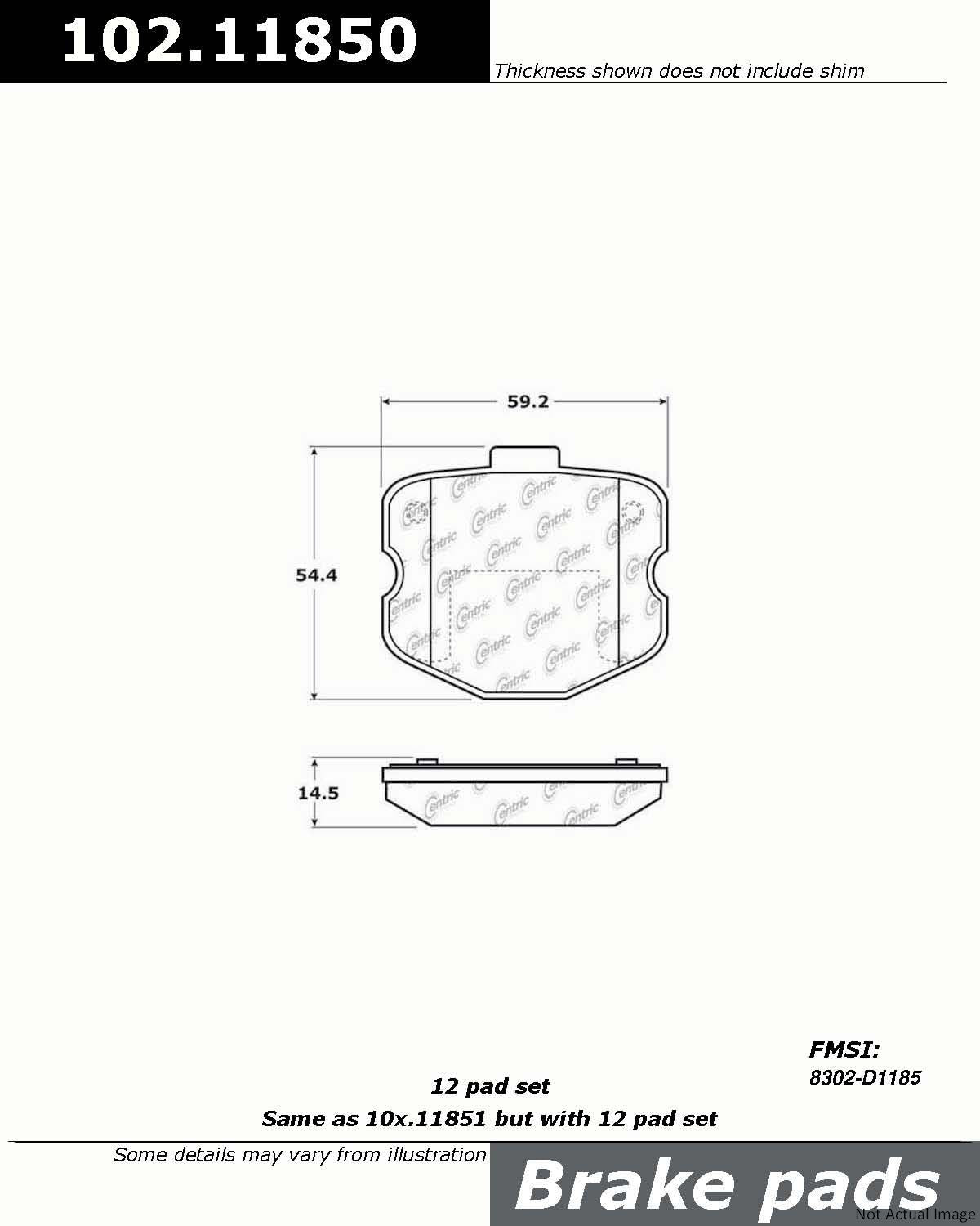 C-Tek Semi-Metallic Brake Pads with Shims  top view frsport 102.11850