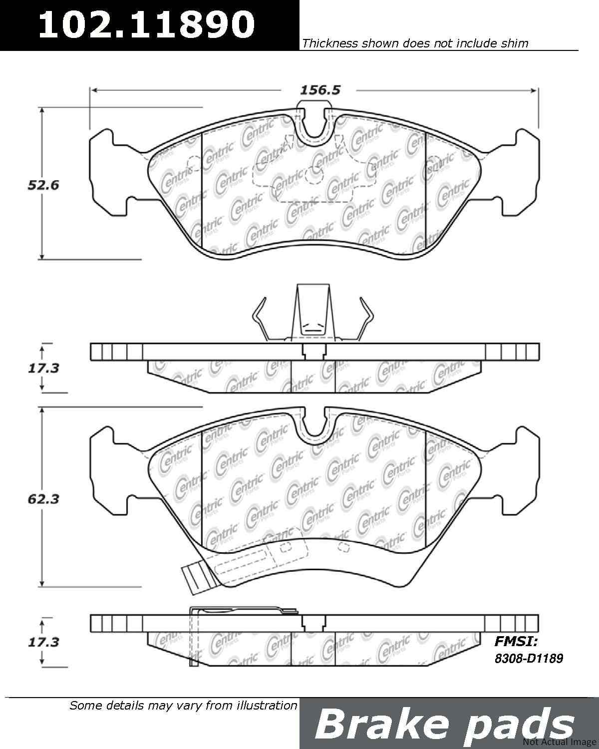 C-Tek Semi-Metallic Brake Pads with Shims  top view frsport 102.11890