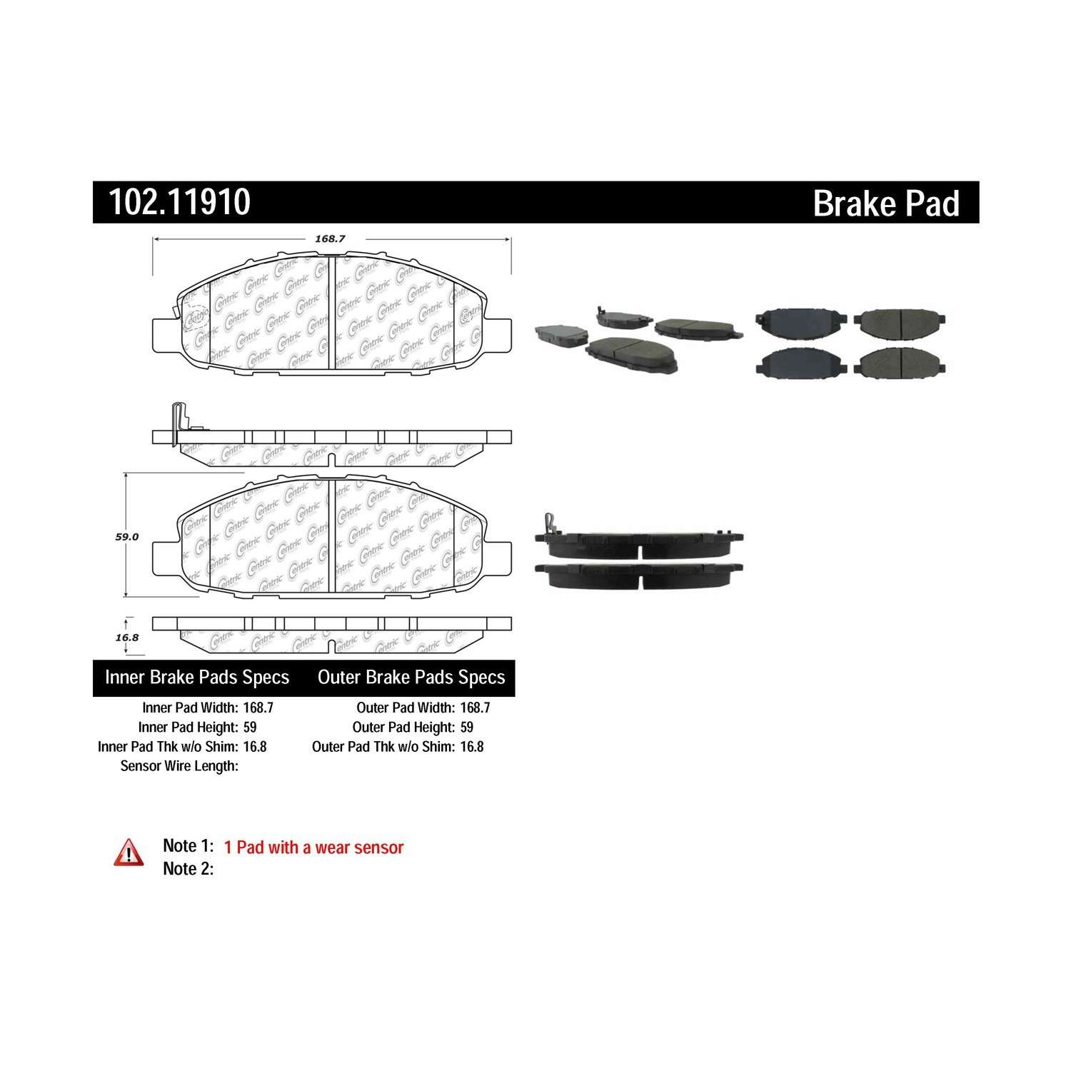 c-tek semi-metallic brake pads with shims  frsport 102.11910