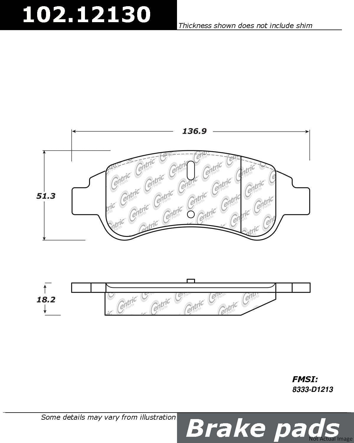 C-Tek Semi-Metallic Brake Pads with Shims  top view frsport 102.12130