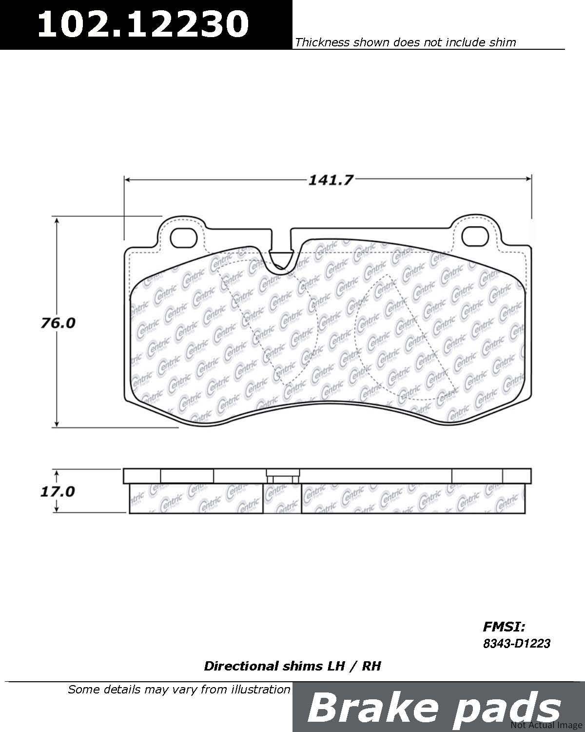 C-Tek Semi-Metallic Brake Pads with Shims  top view frsport 102.12230