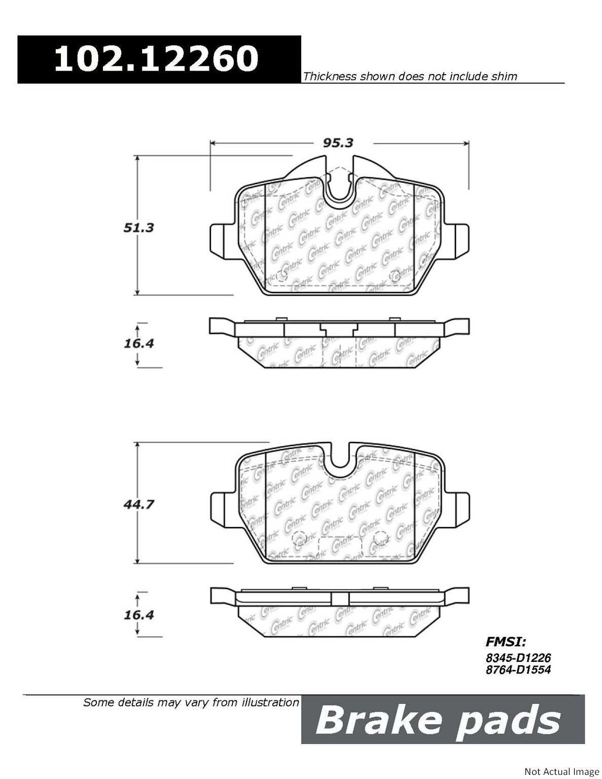 Stoptech Centric C-TEK Semi-Metallic Brake Pads w/Shims - Rear 102.12260