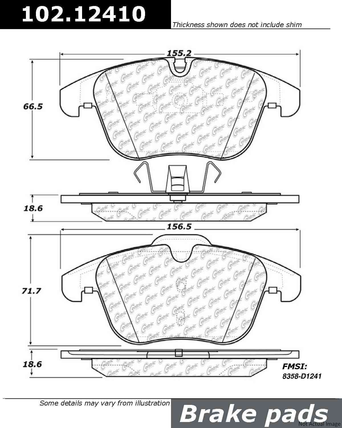 C-Tek Semi-Metallic Brake Pads with Shims  top view frsport 102.12410