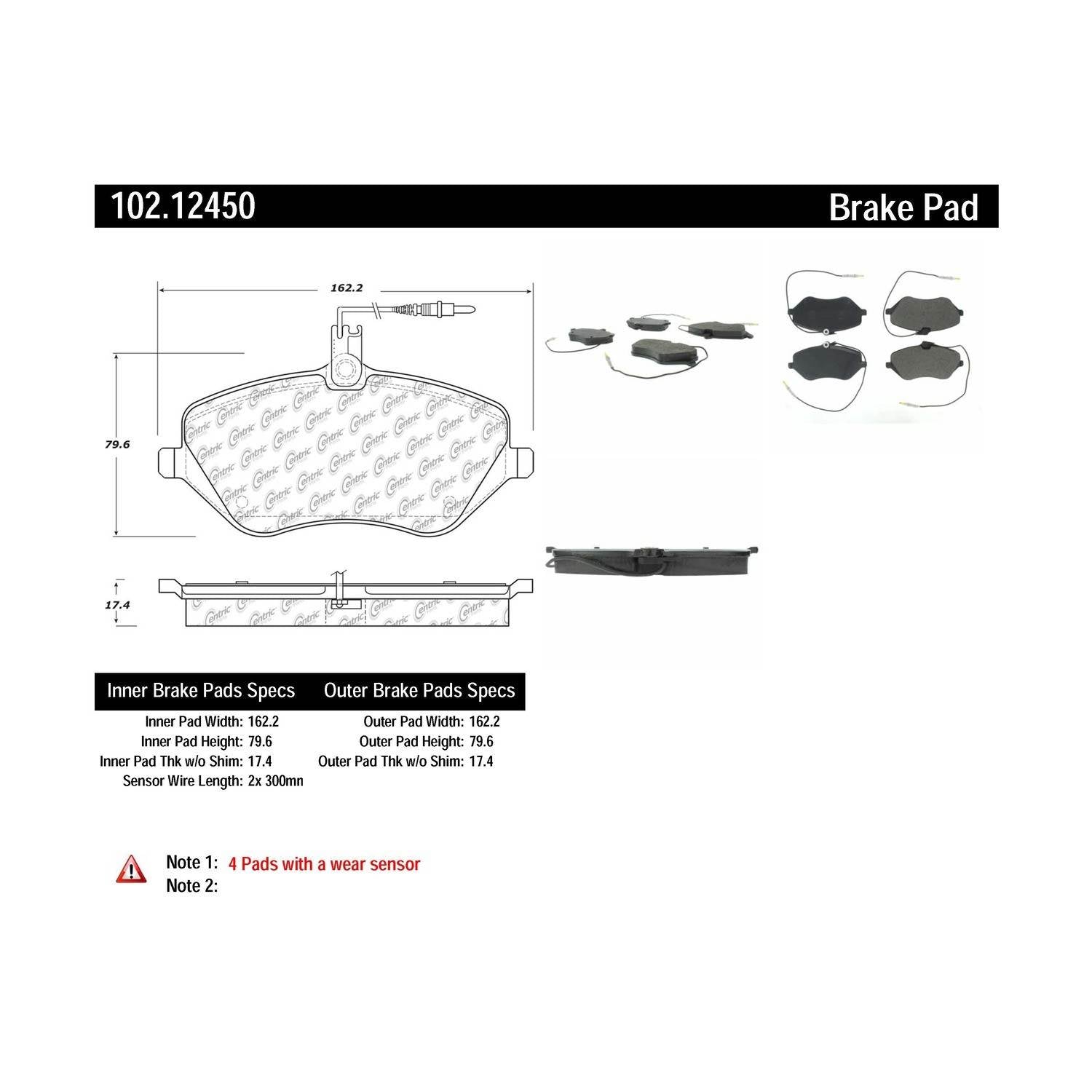 c-tek semi-metallic brake pads with shims  frsport 102.12450