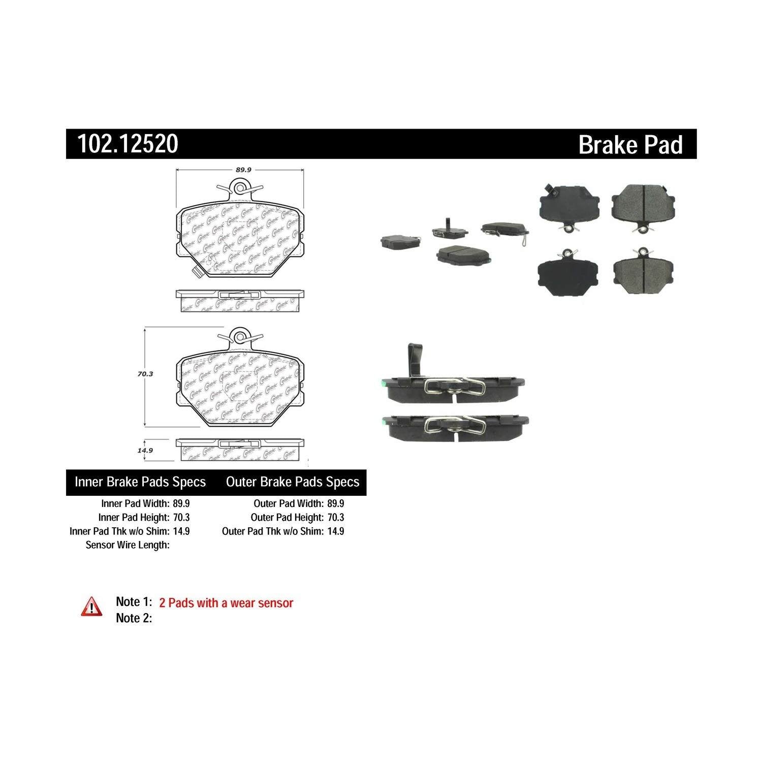 c-tek semi-metallic brake pads with shims  frsport 102.12520